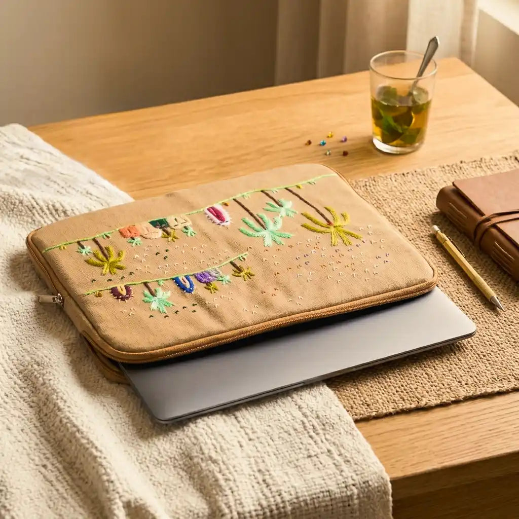 Hand Embroidered Laptop Sleeve