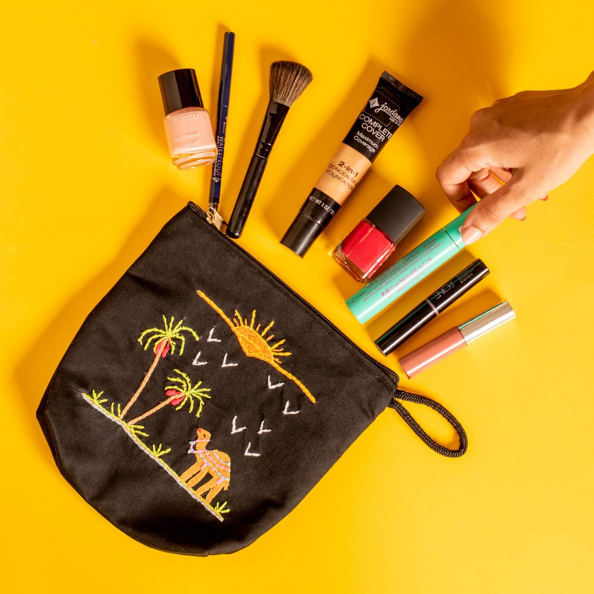 Hand Embroidered Makeup Pouch