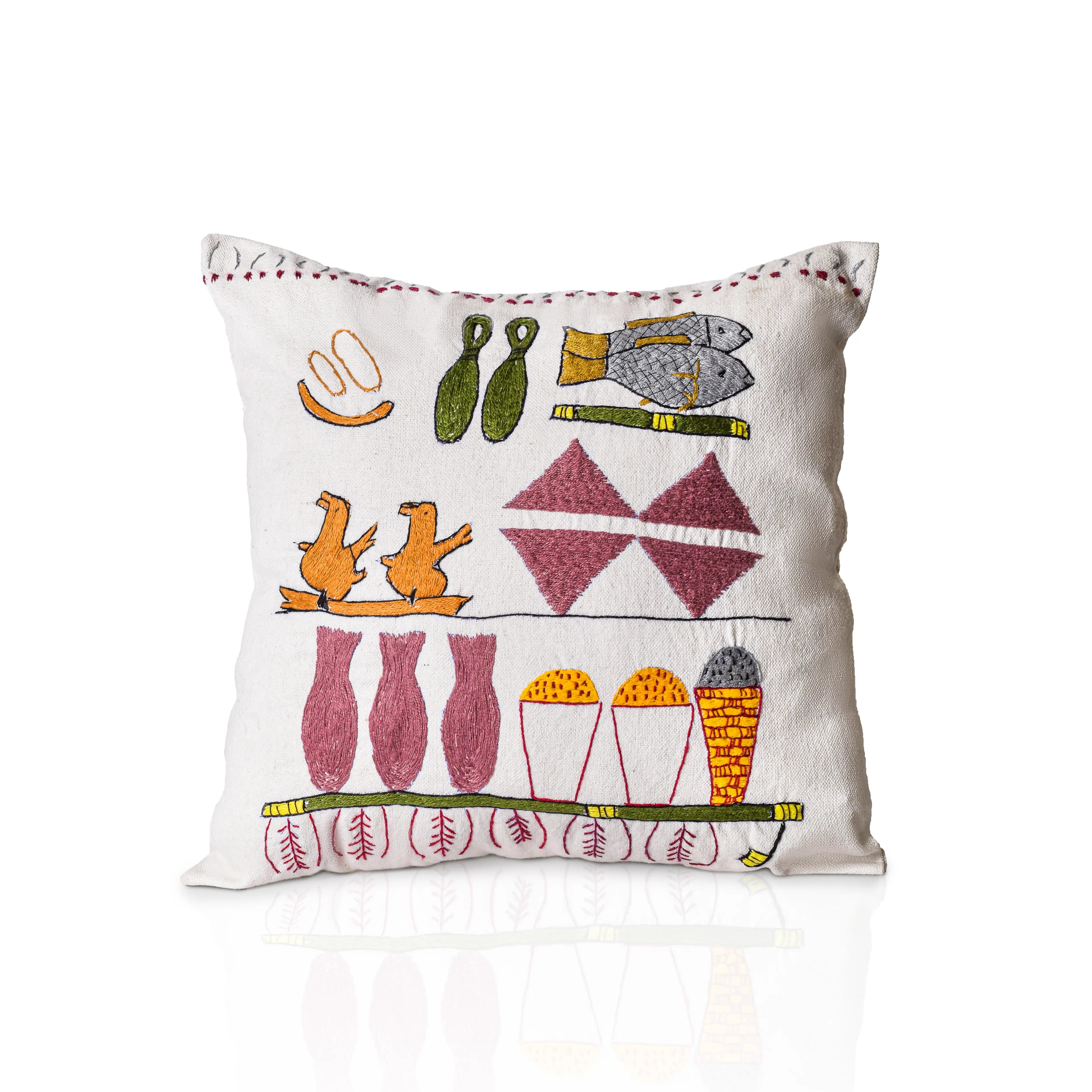 Food Staples Embroidered Cushion
