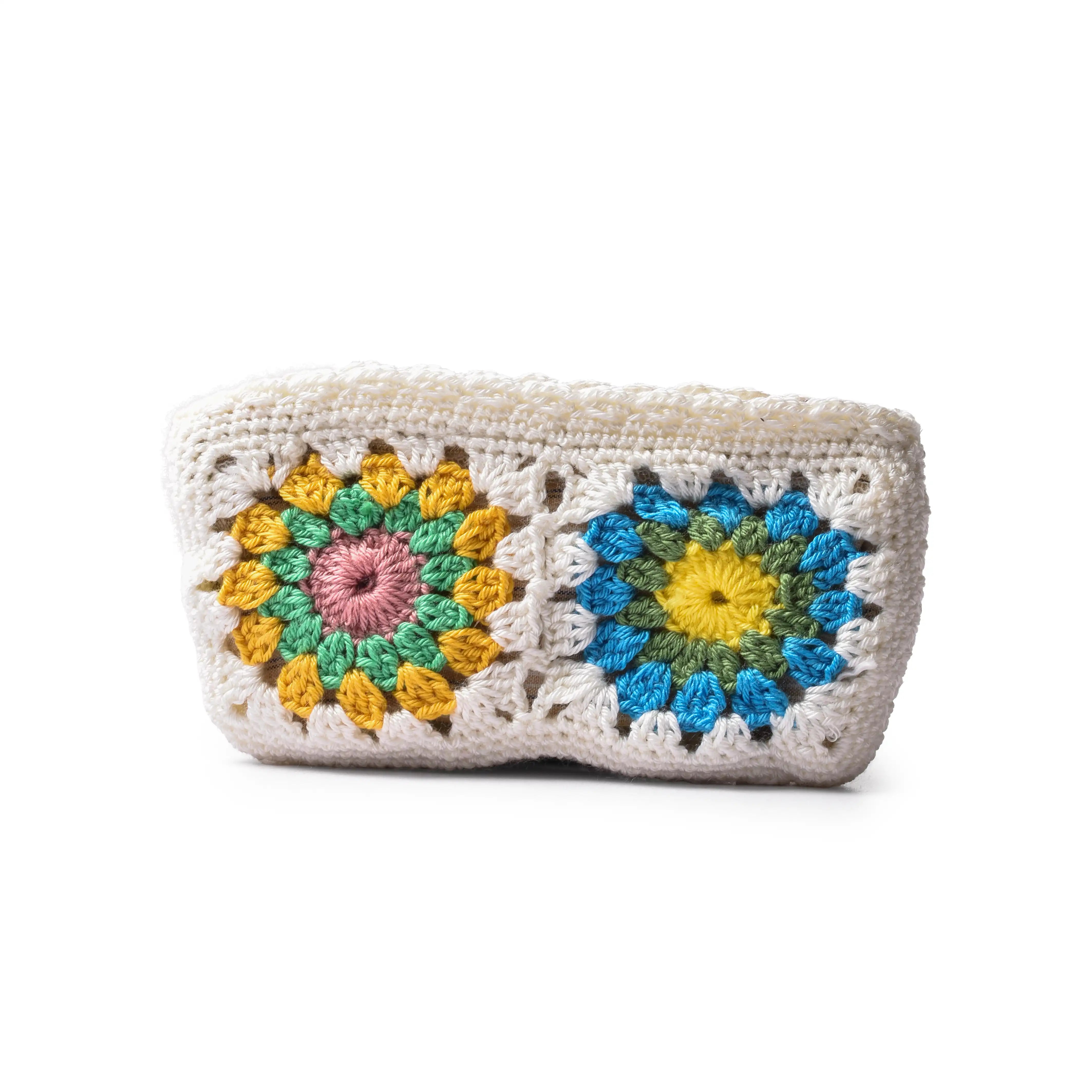 Granny Crochet Pouch With Color White