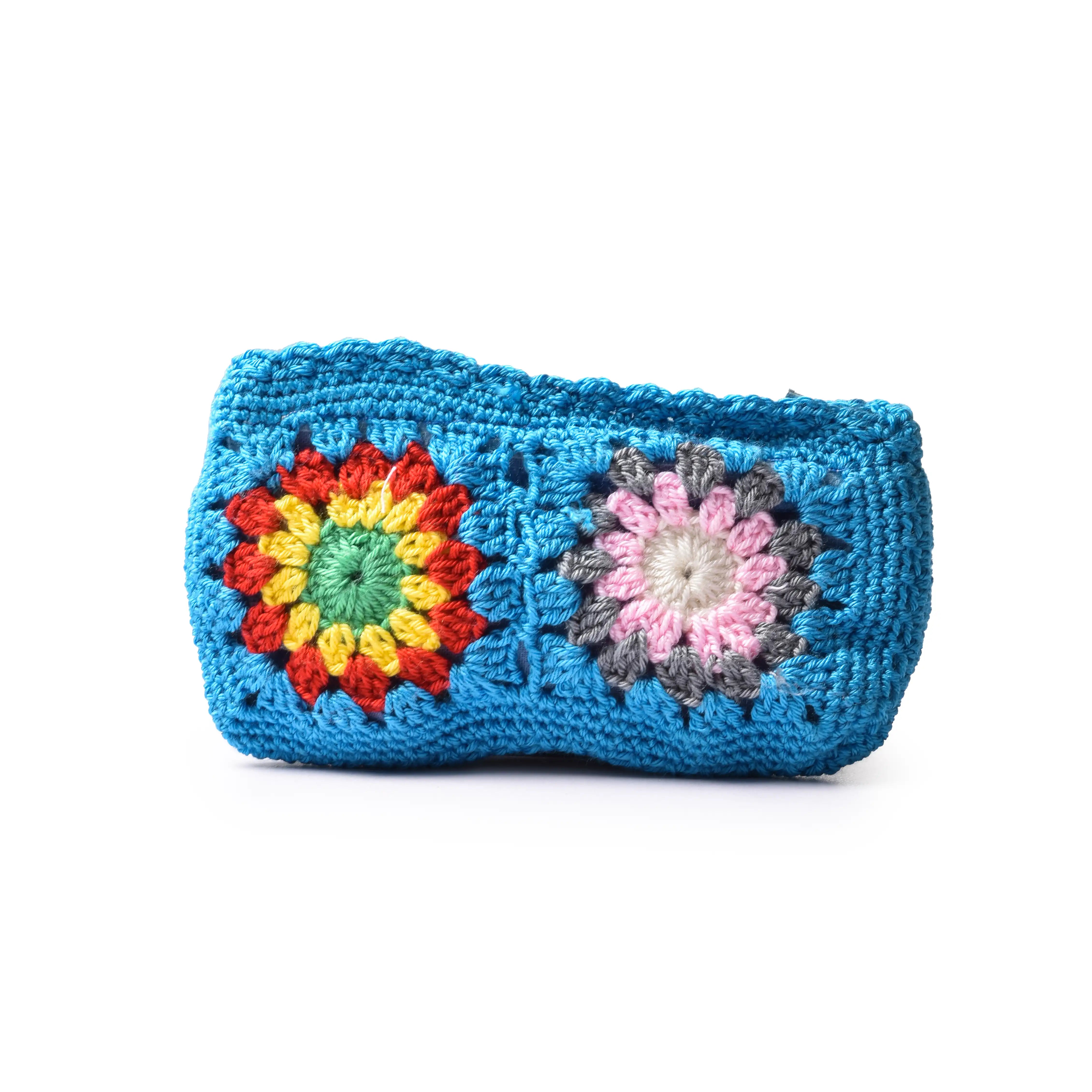 Granny Crochet Pouch With Color Dark Blue