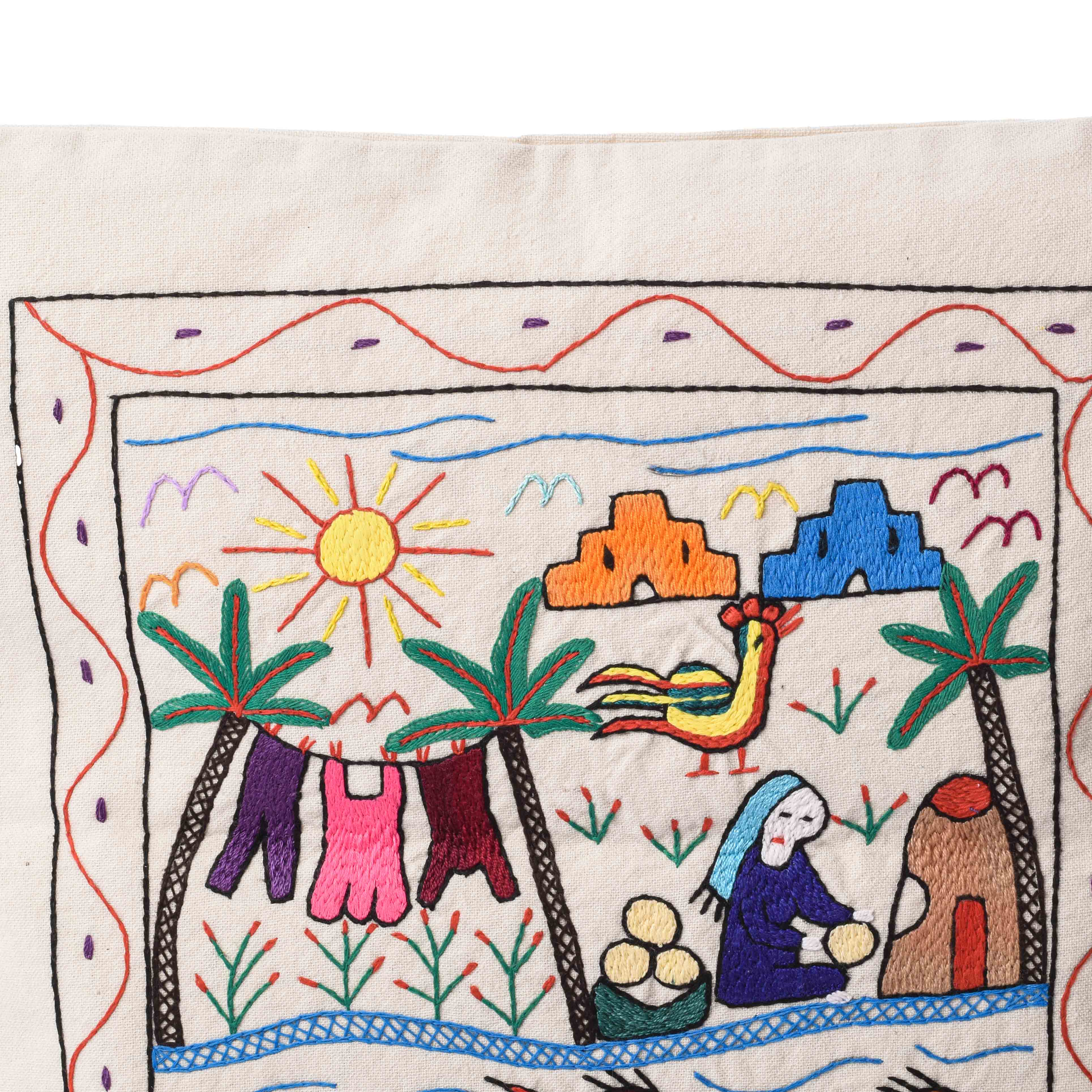 Rural Embroidered Pillow (45*45) cm