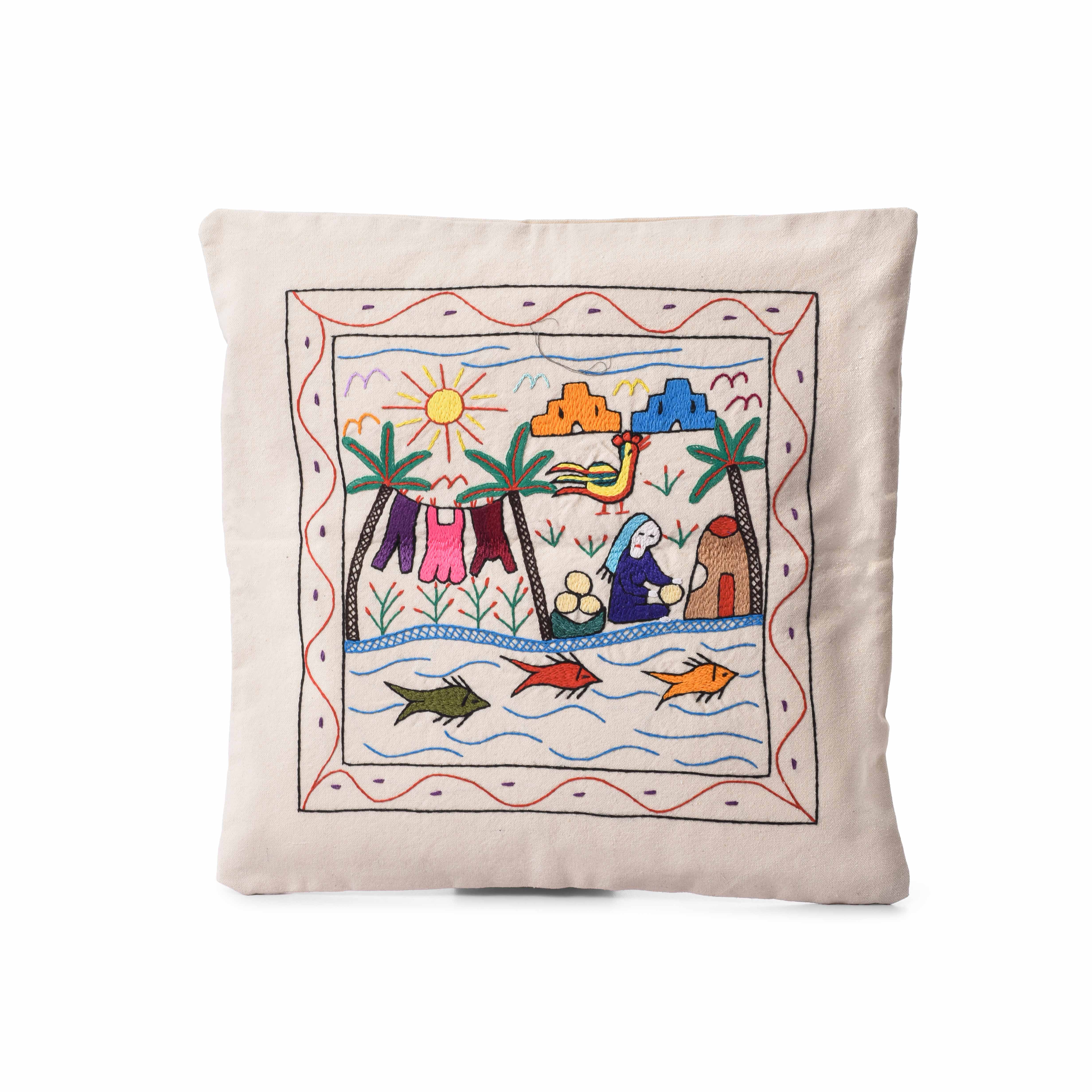 Rural Embroidered Pillow (45*45) cm