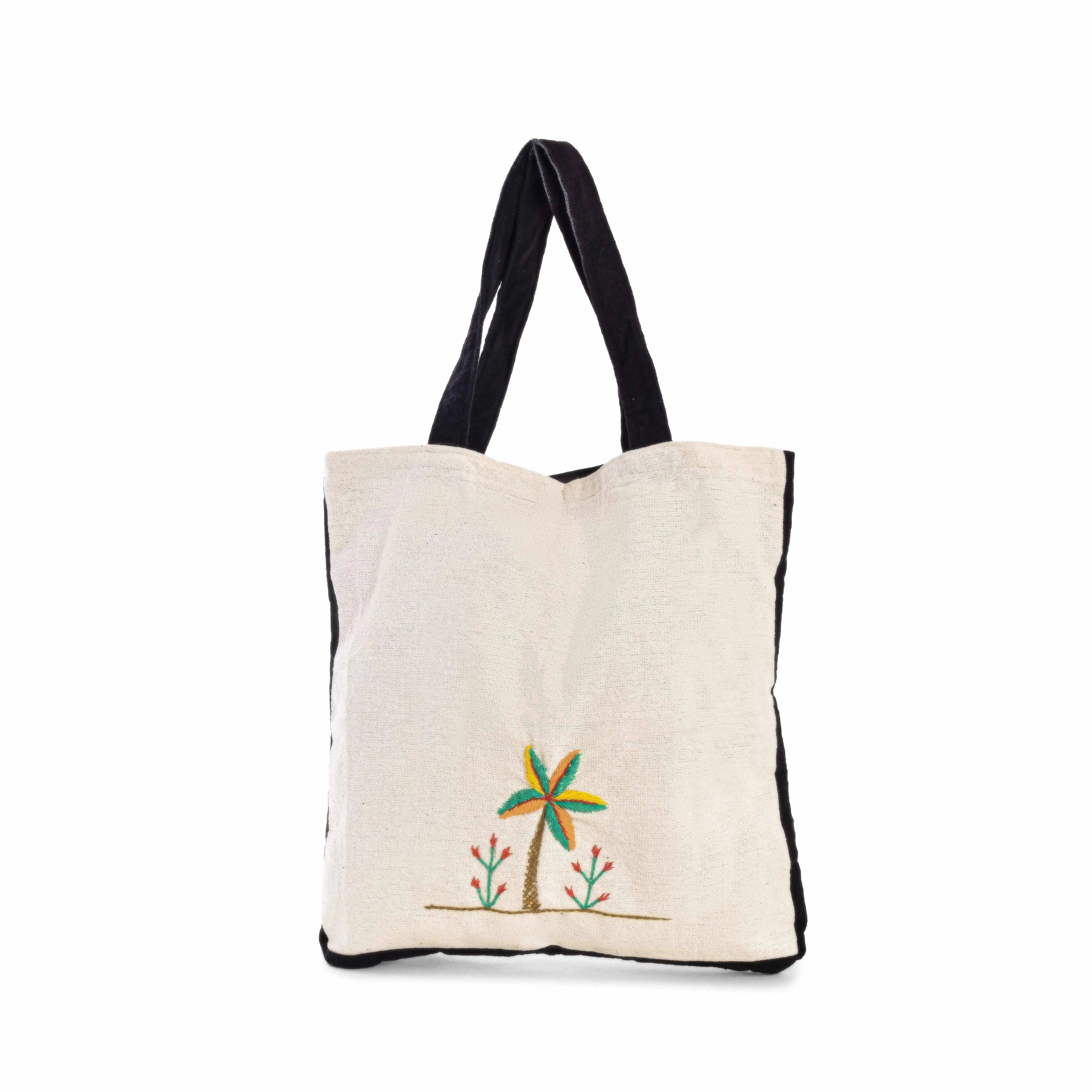 Palm Tree Embroidered Tote Bag