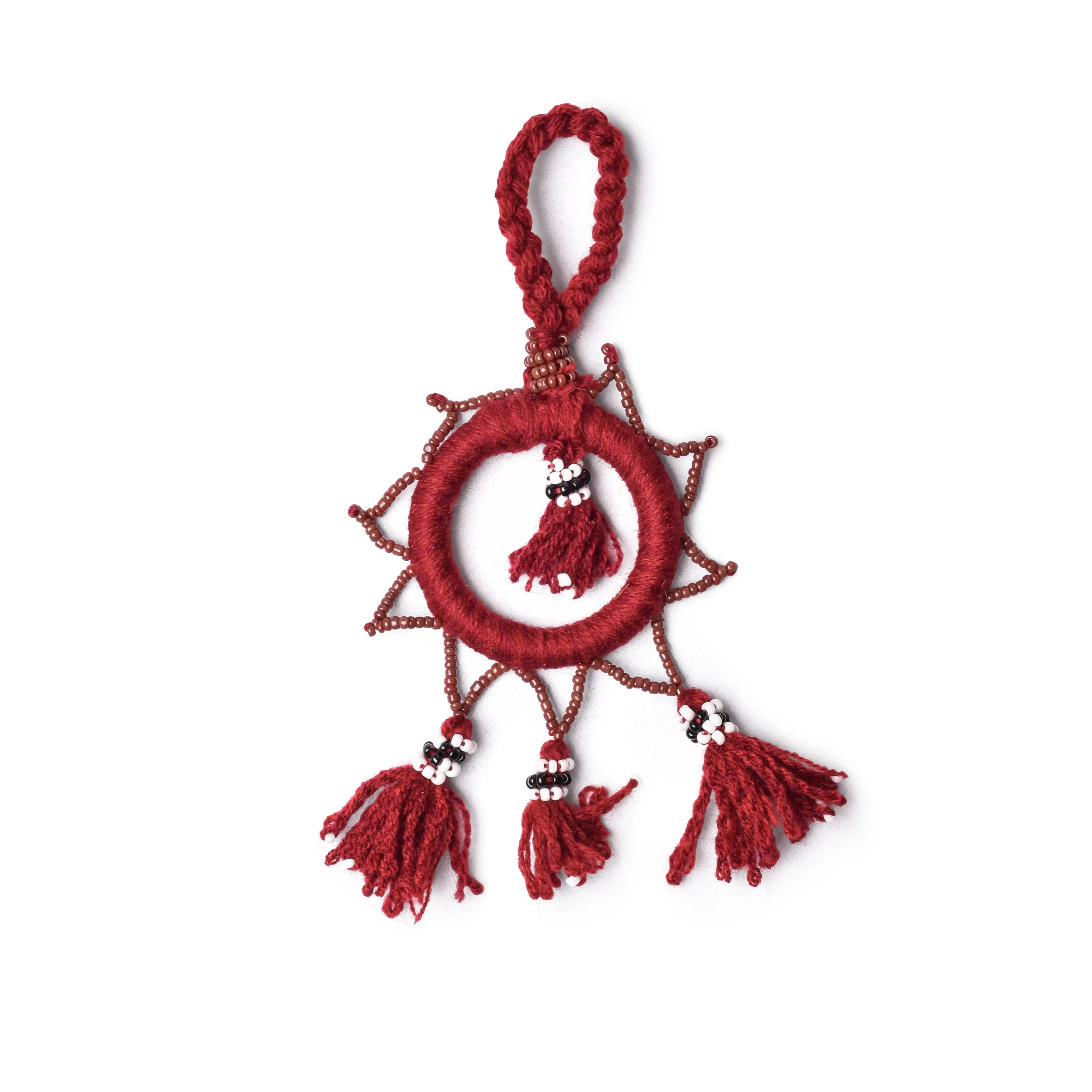 Beaded Hanging With Color Burgundy