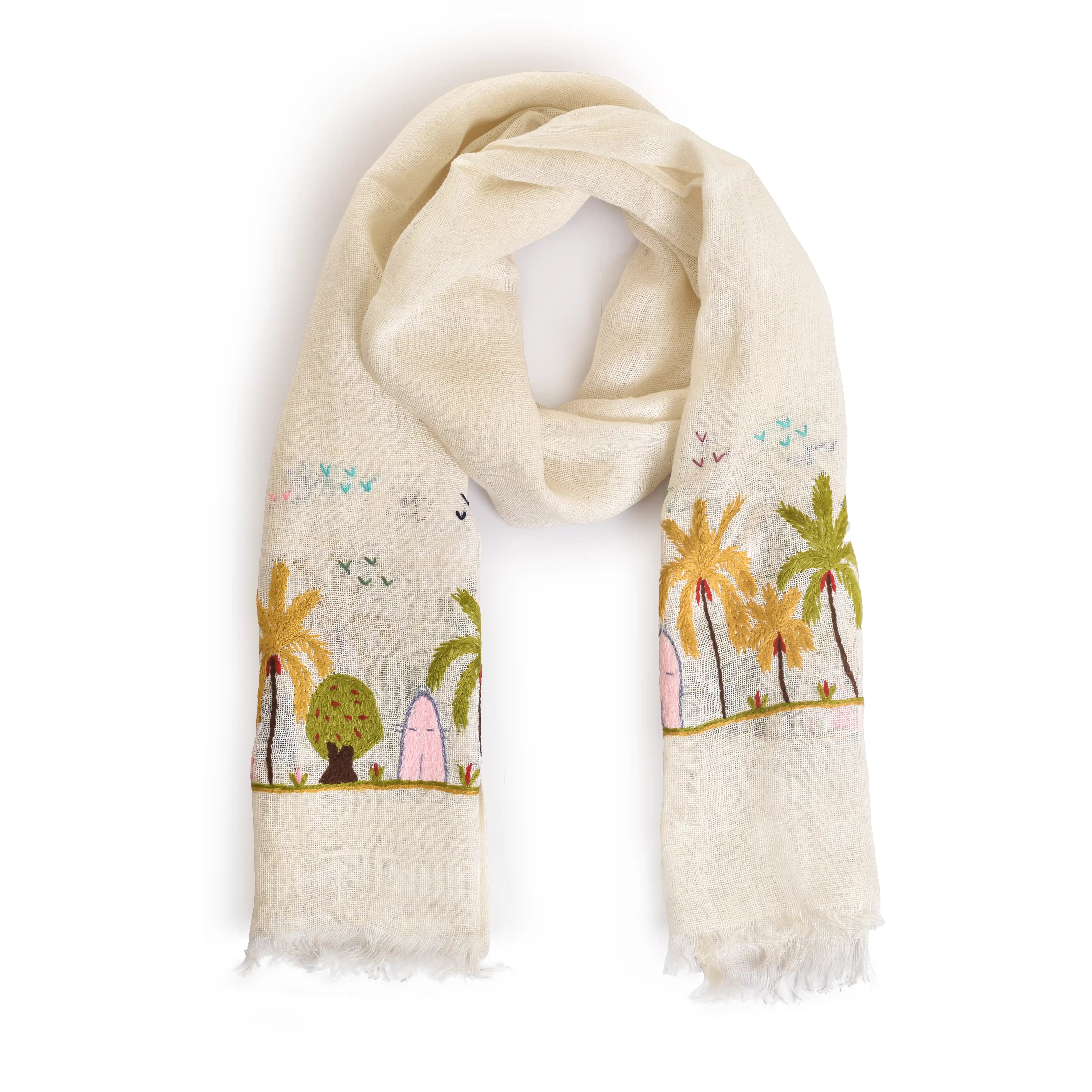 Linen Embroidered Shawl
