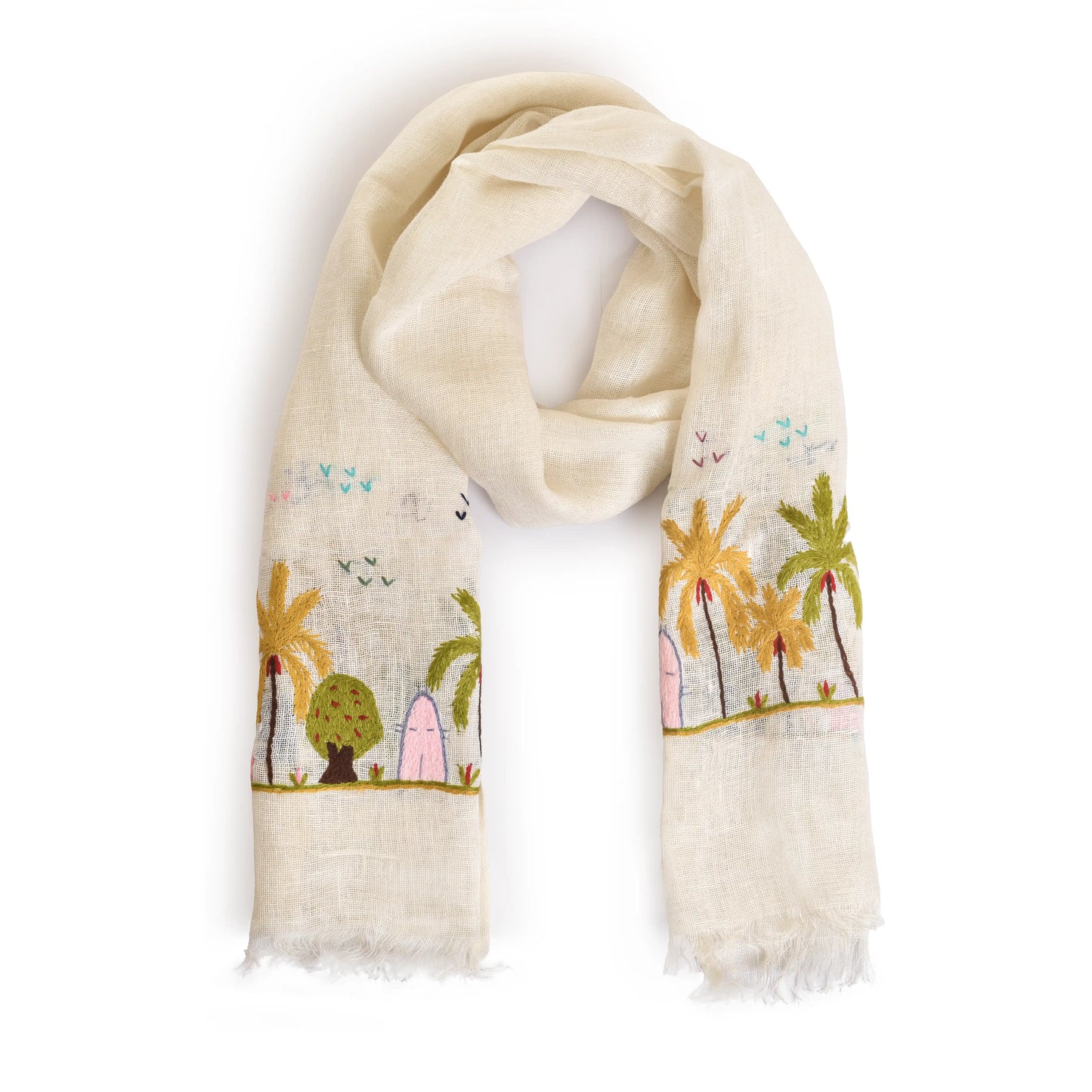 Linen Embroidered Shawl