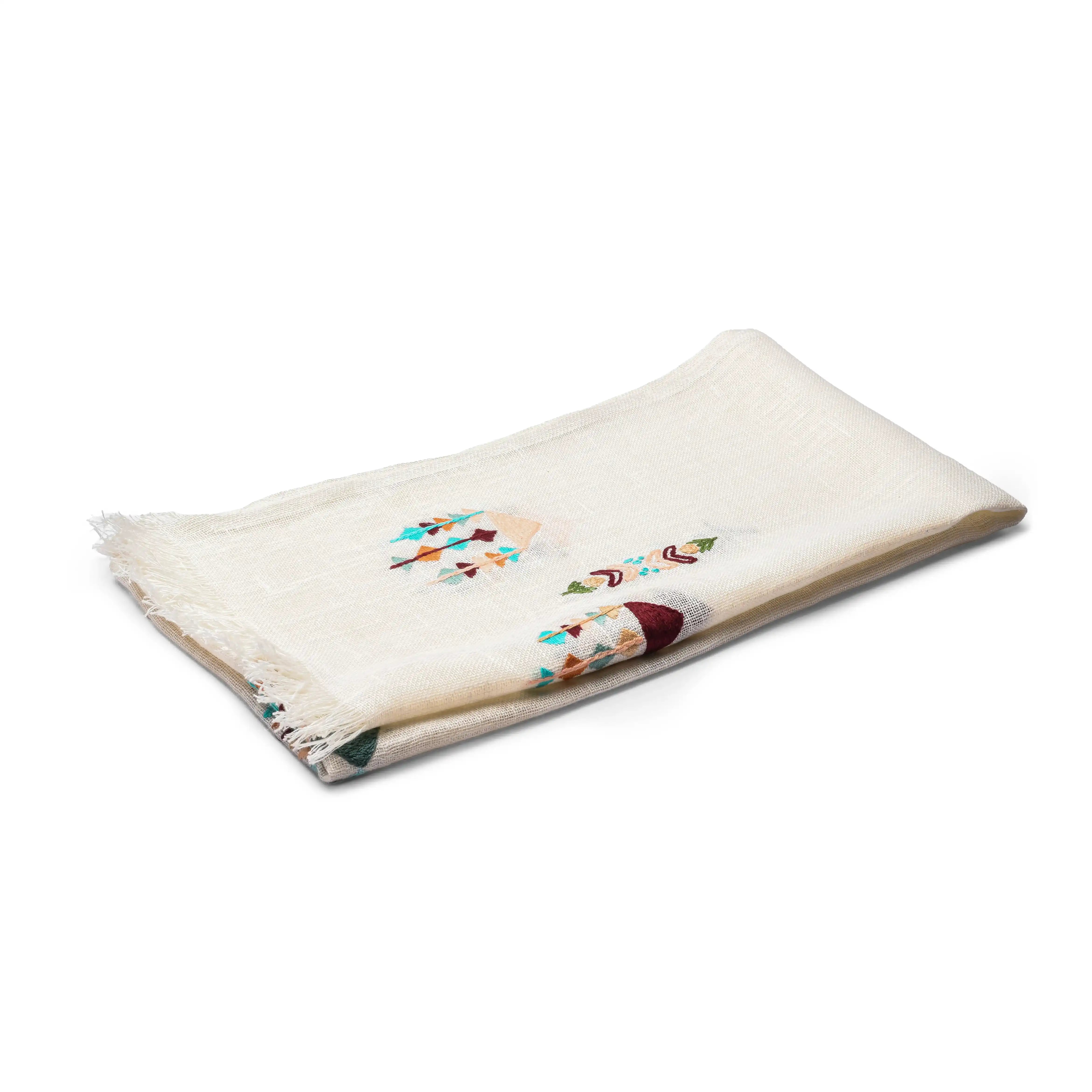 Shimmery Rural Linen Embroidered Shawl
