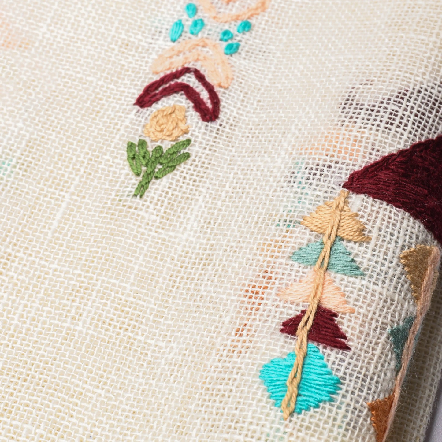 Shimmery Rural Linen Embroidered Shawl