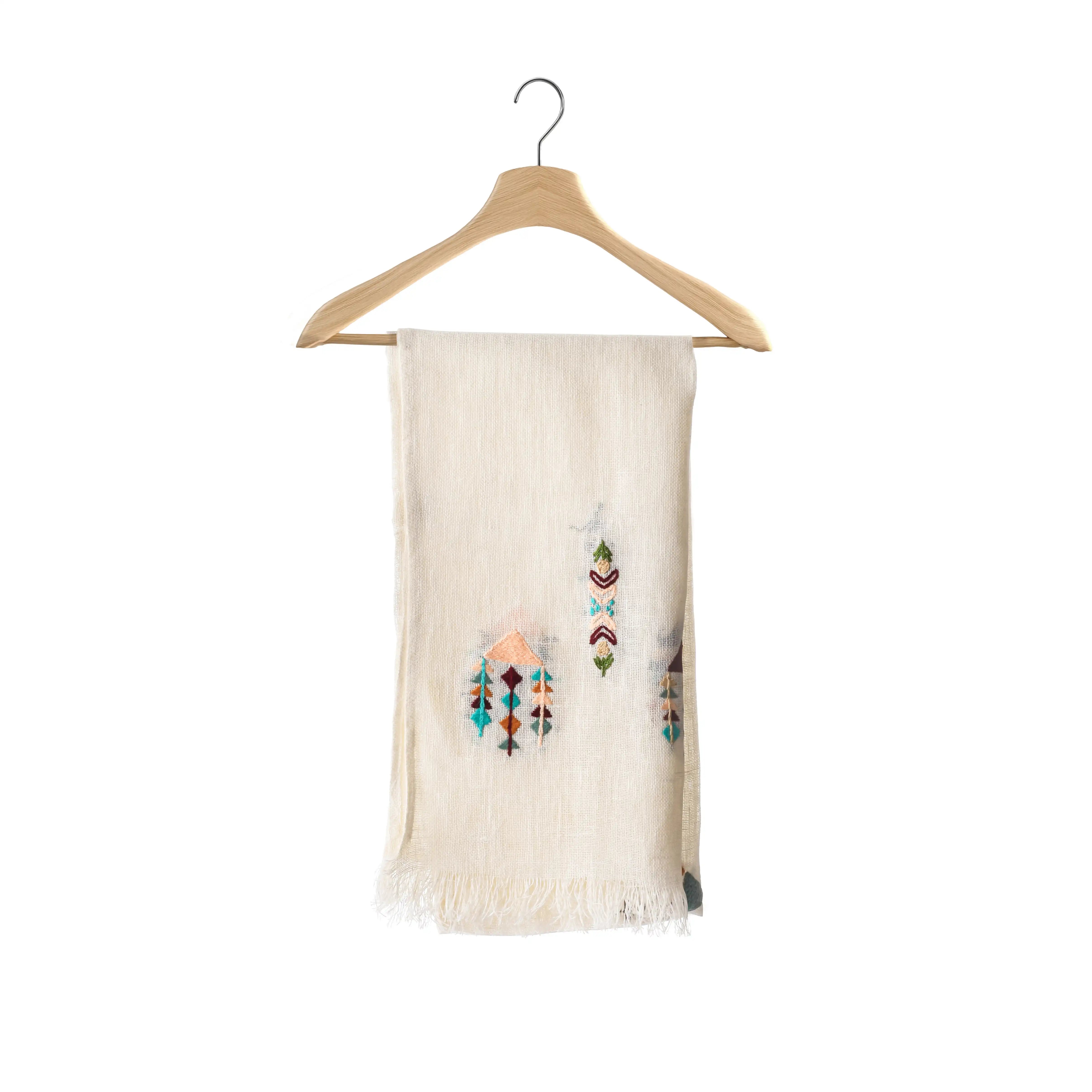 Shimmery Rural Linen Embroidered Shawl