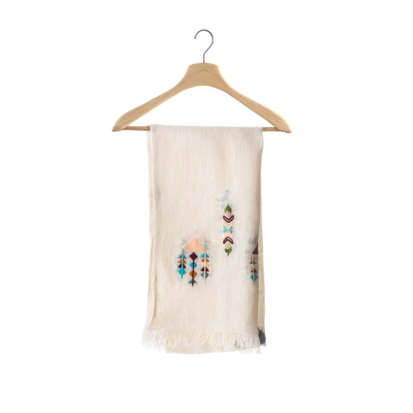 Shimmery Rural Linen Embroidered Shawl