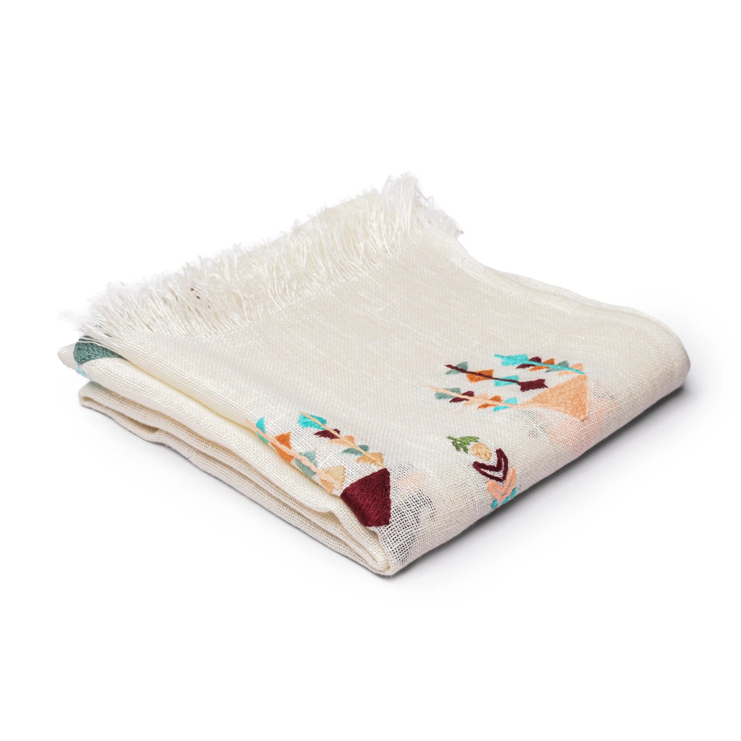 Shimmery Rural Linen Embroidered Shawl