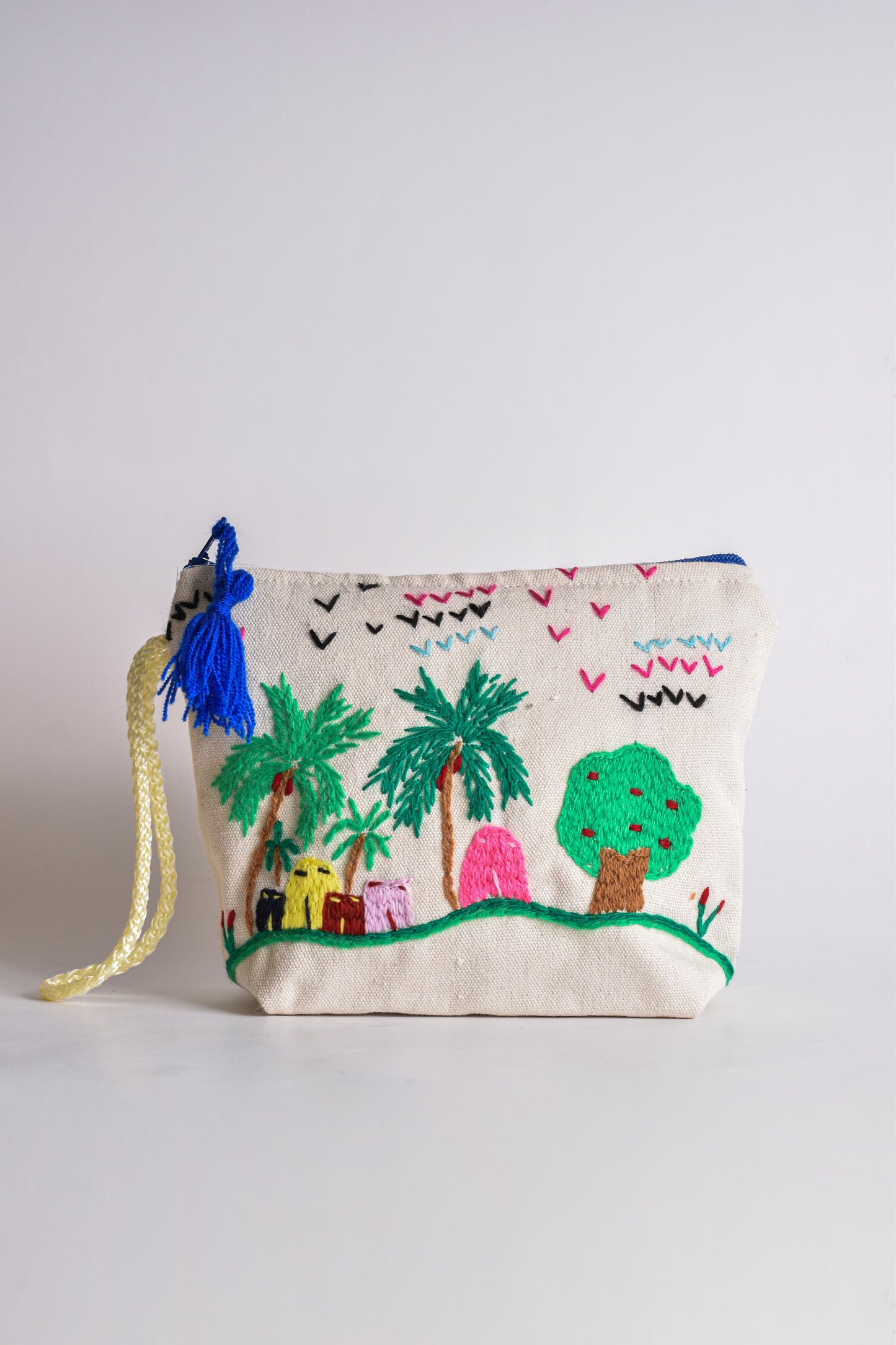 Rural Scenery Embroidered Mini Pouch