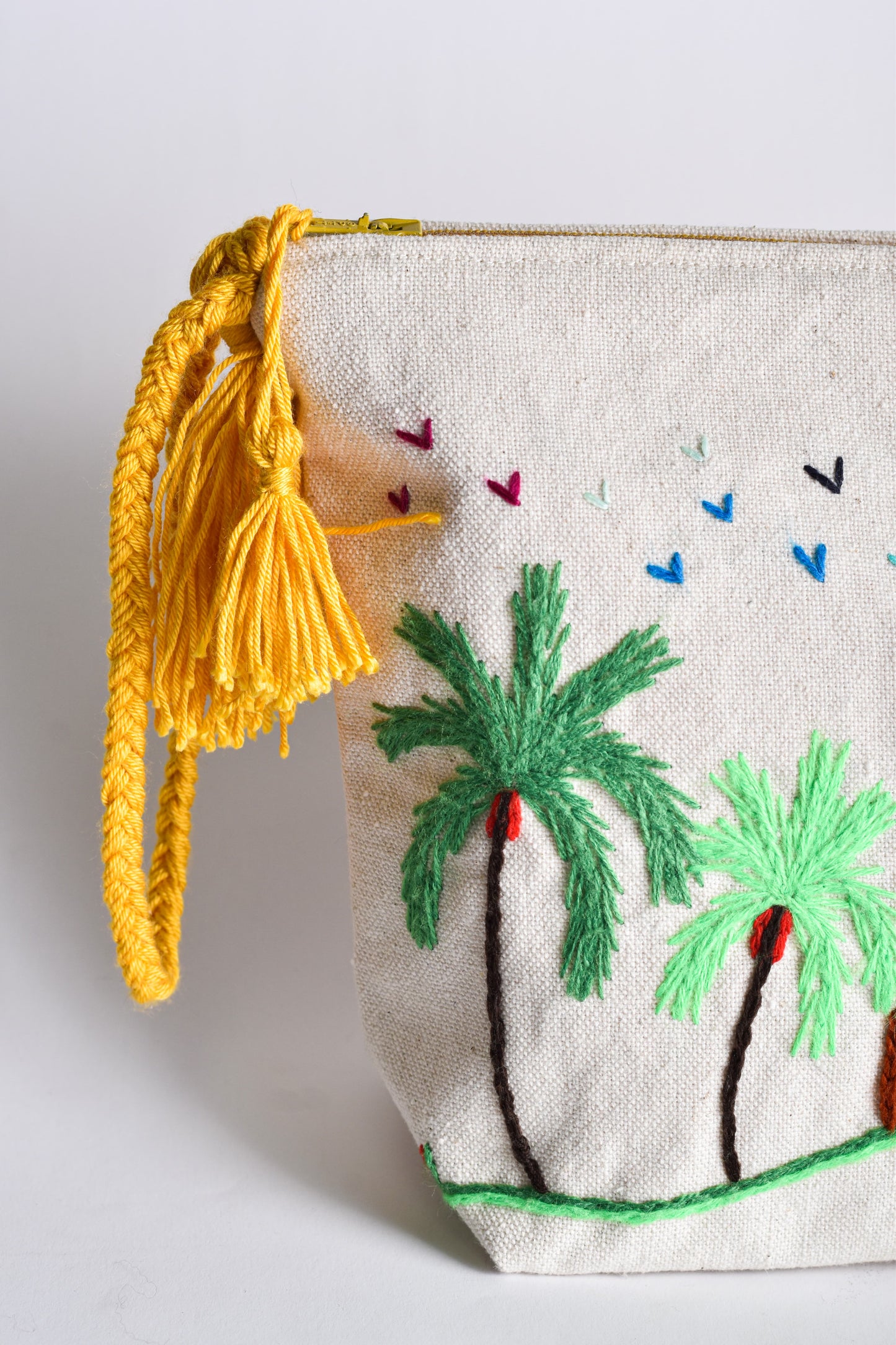 Village Scenery Embroidered Pouch