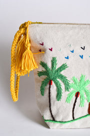 Village Scenery Embroidered Pouch