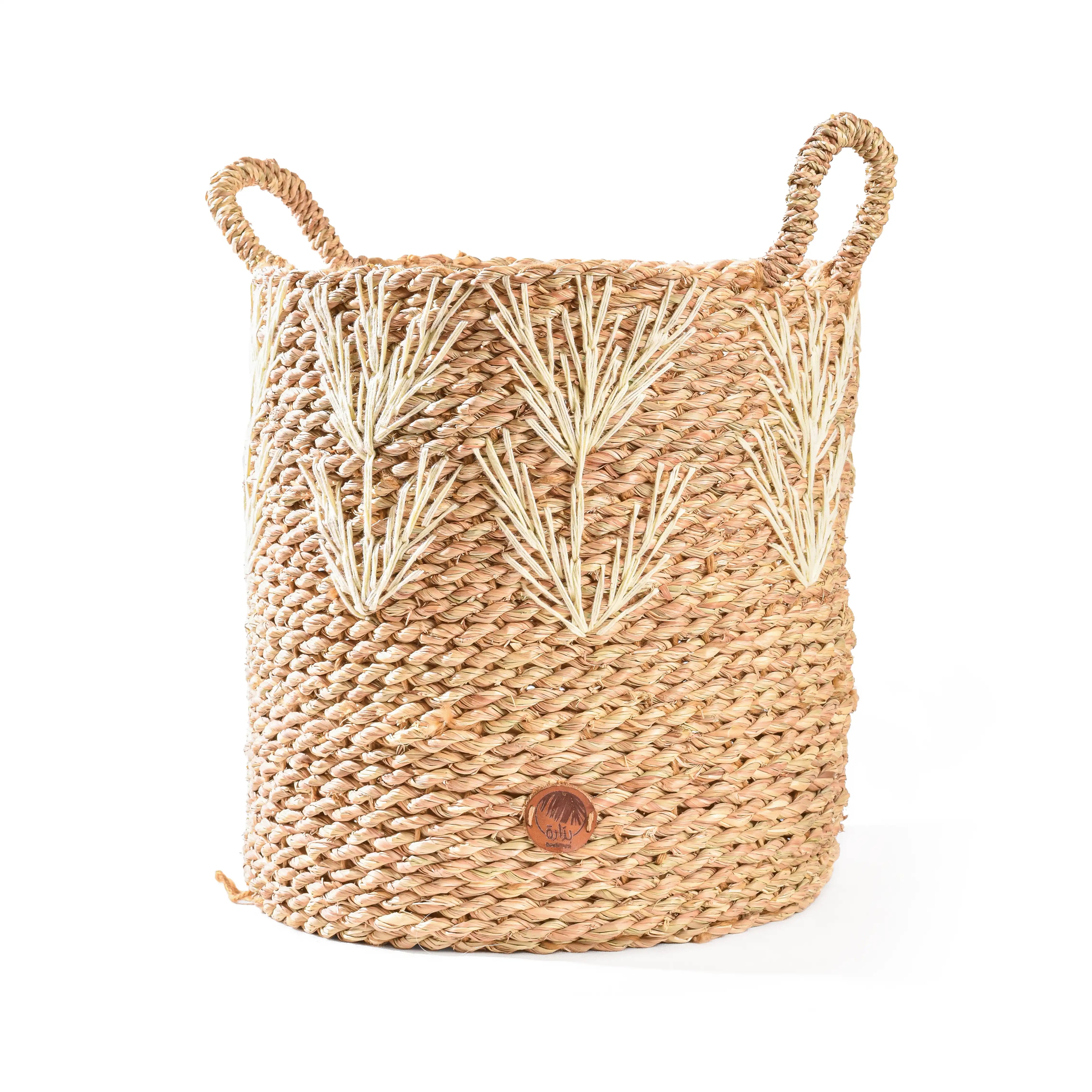 Embroidered Seagrass Basket