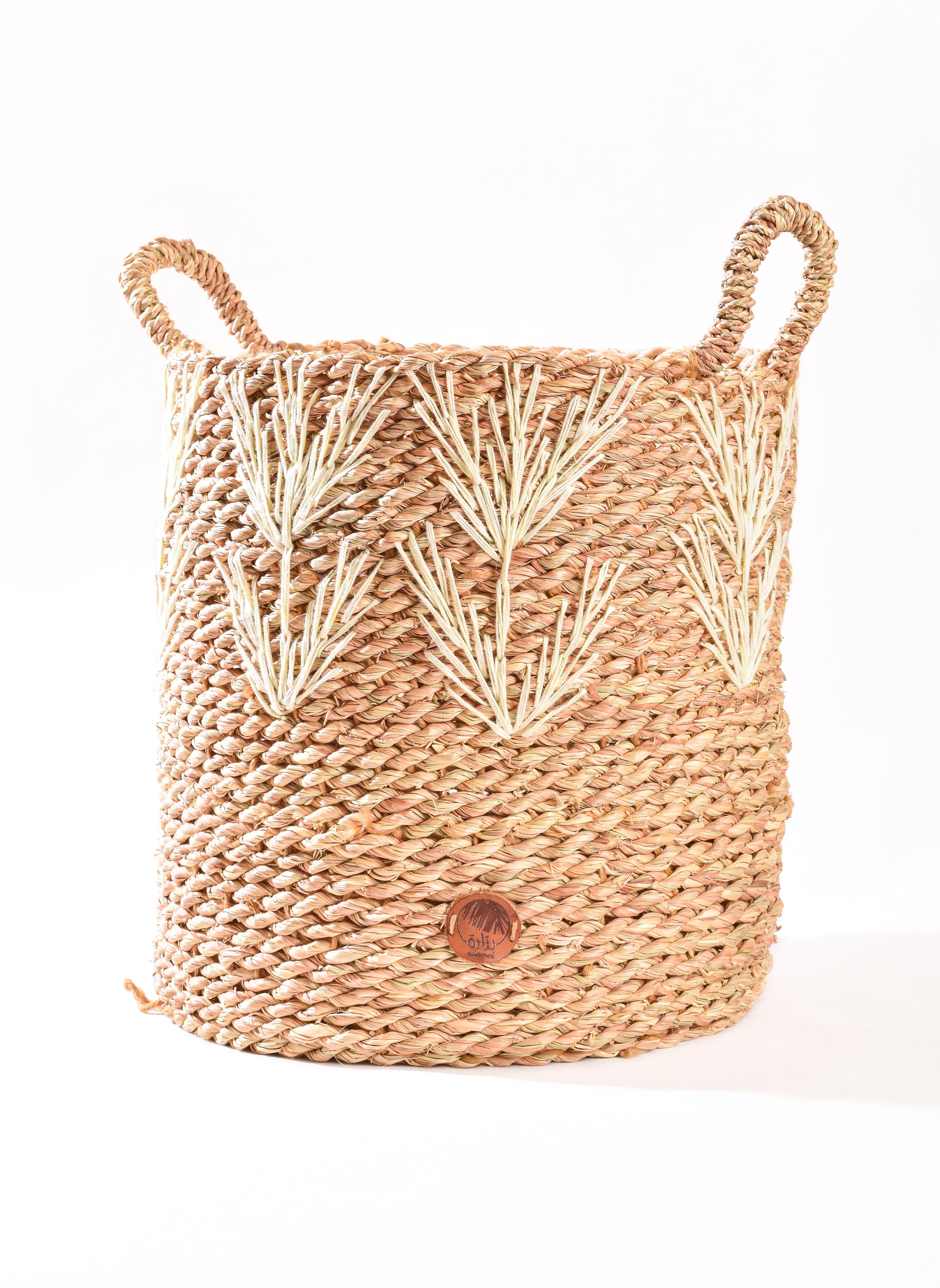 Embroidered Seagrass Basket