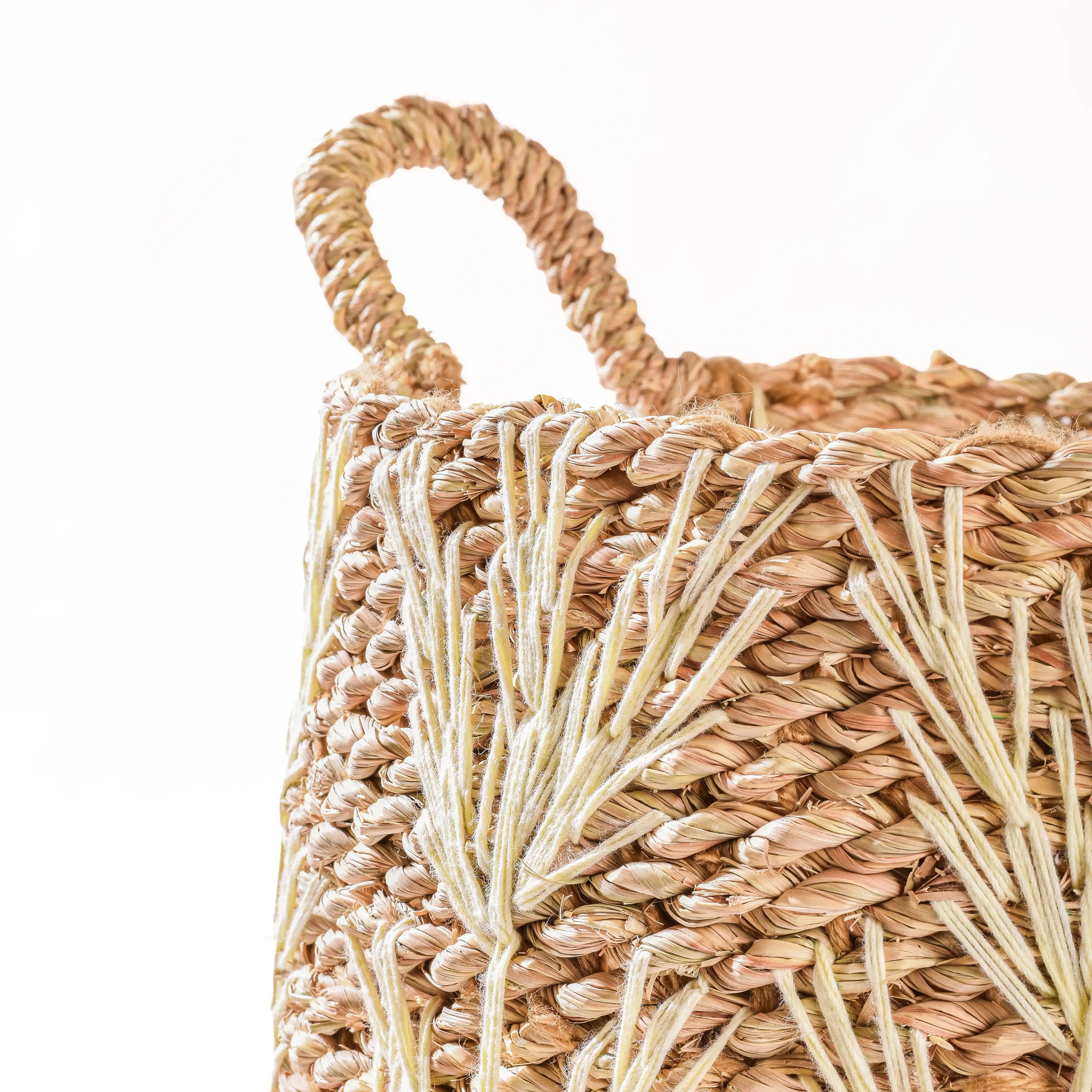 Embroidered Seagrass Basket
