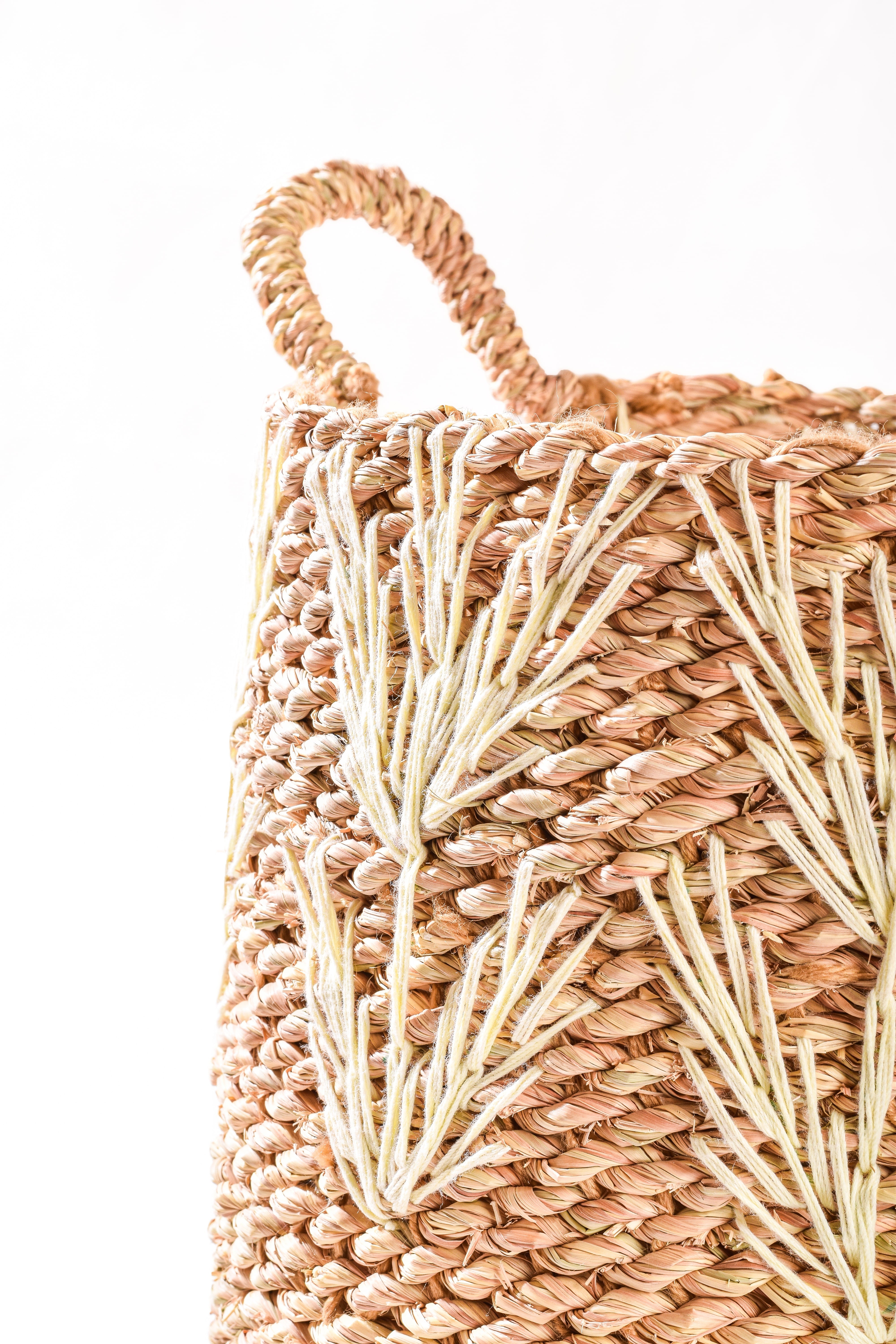 Embroidered Seagrass Basket