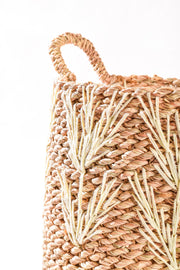 Embroidered Seagrass Basket