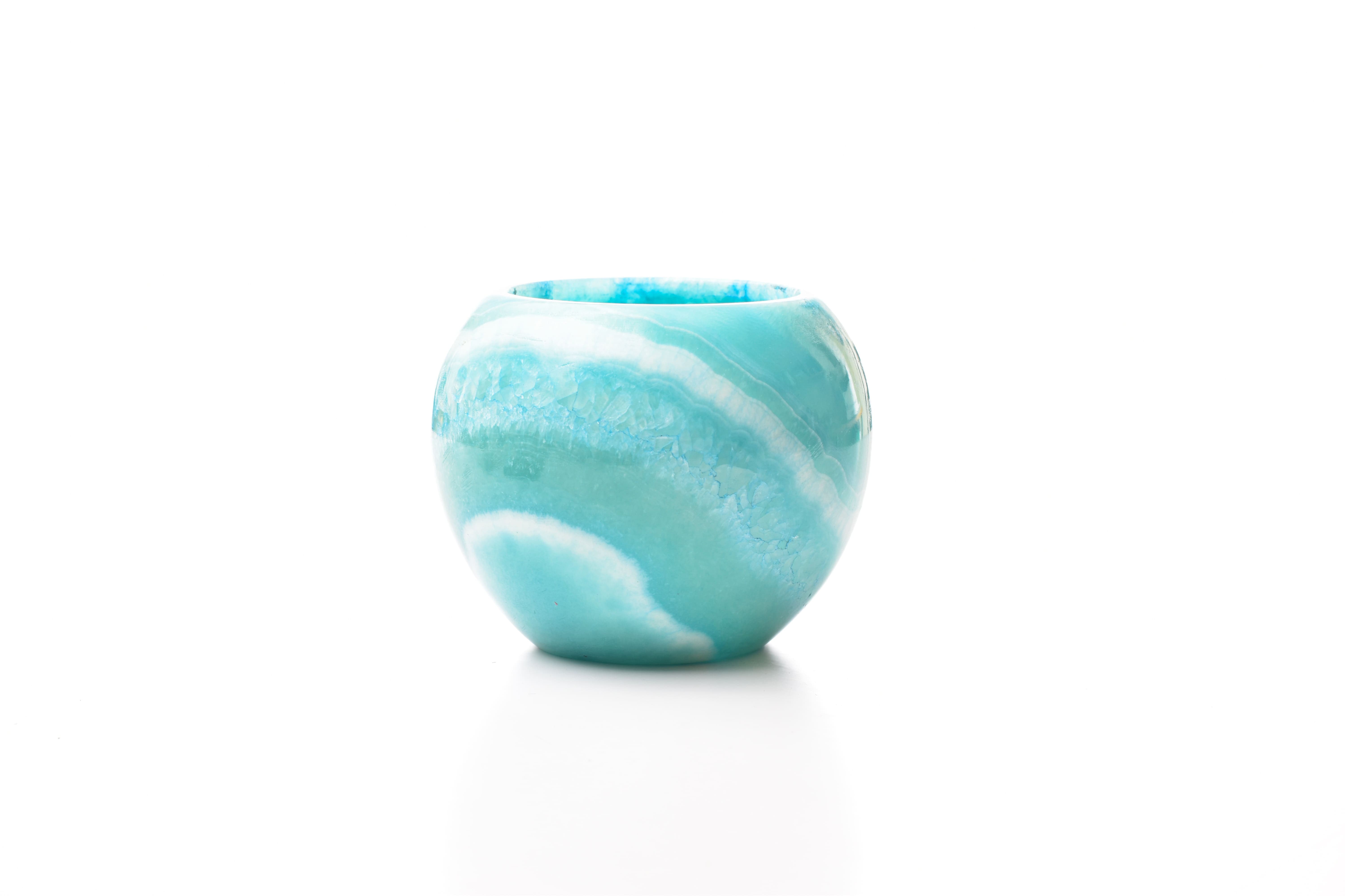 Colored Alabaster Round Candle Holder