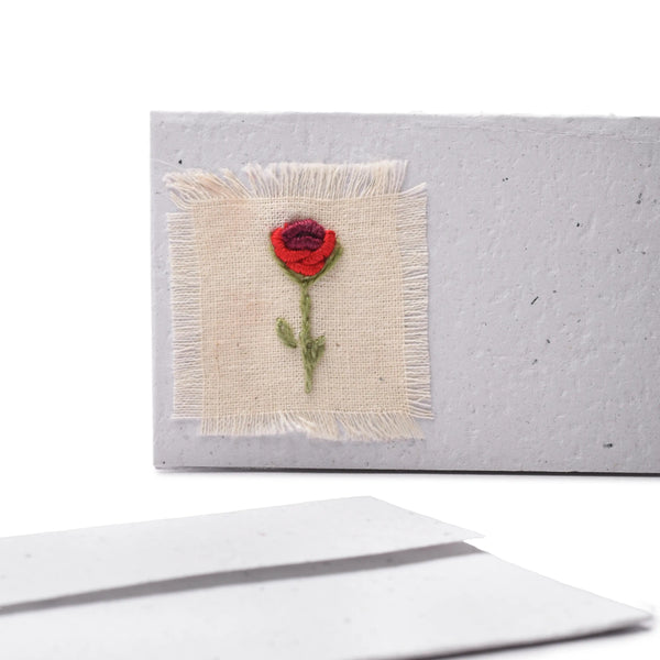 Recycled Paper Embroidered Card