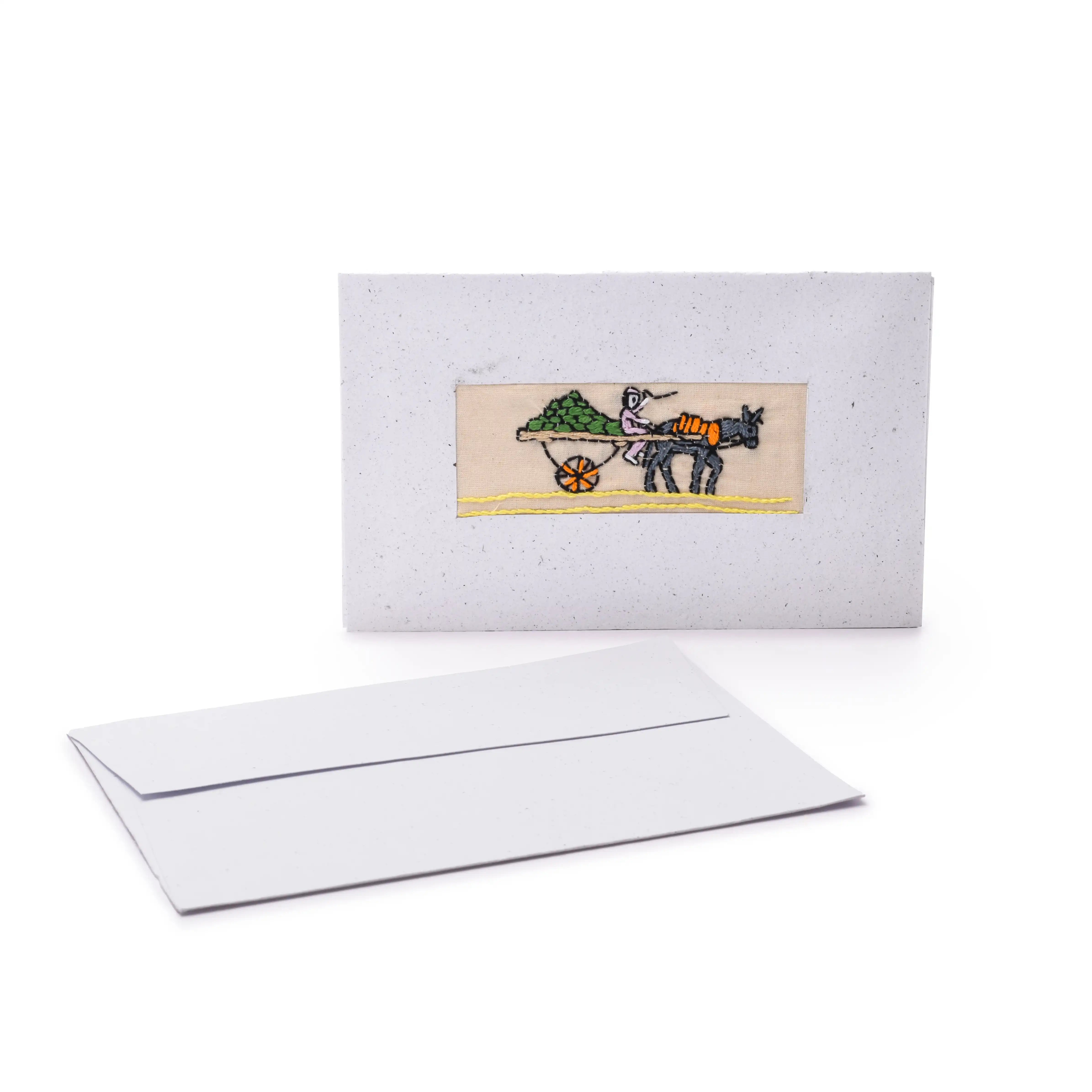 Recycled Paper Embroidered Card
