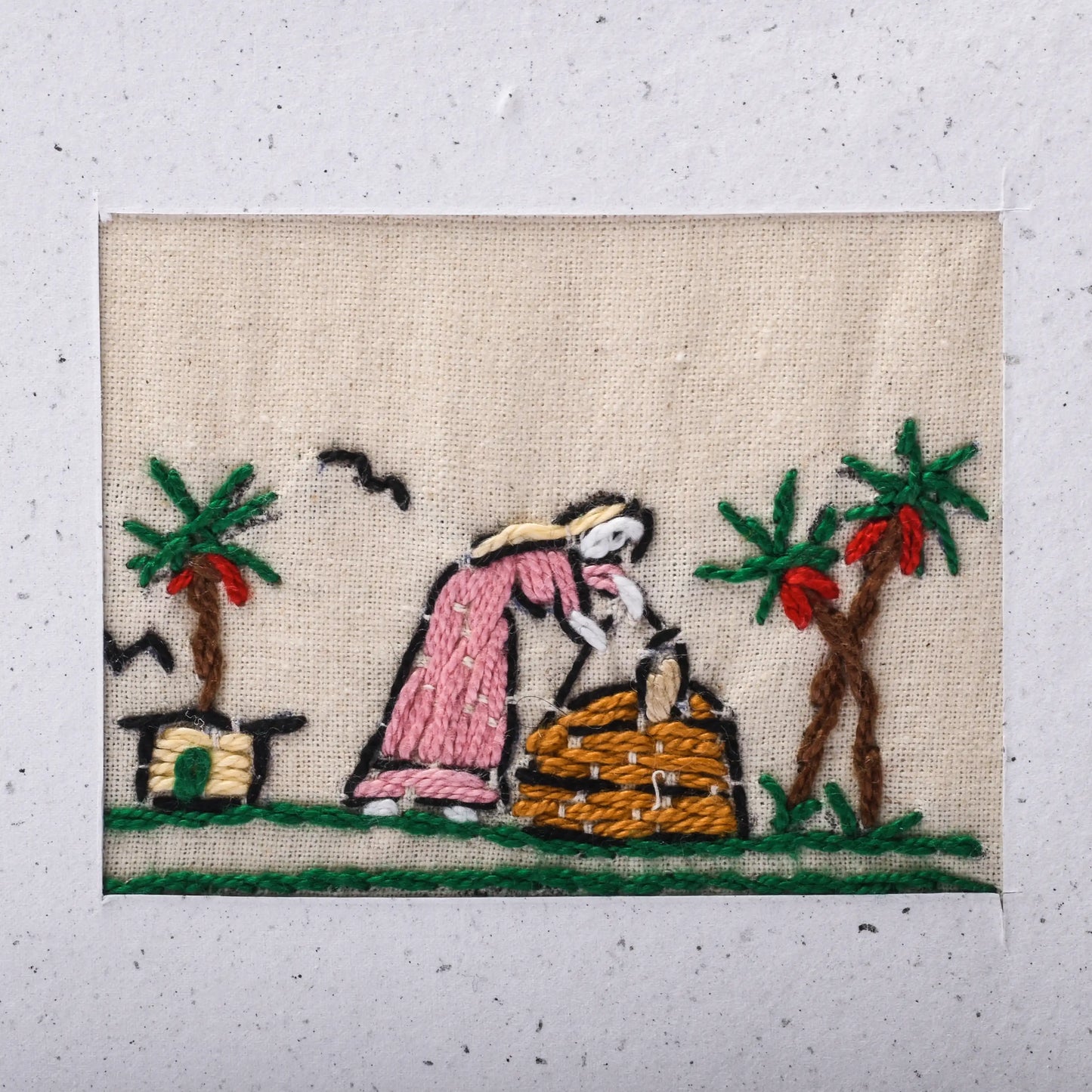 Recycled Paper Embroidered Card