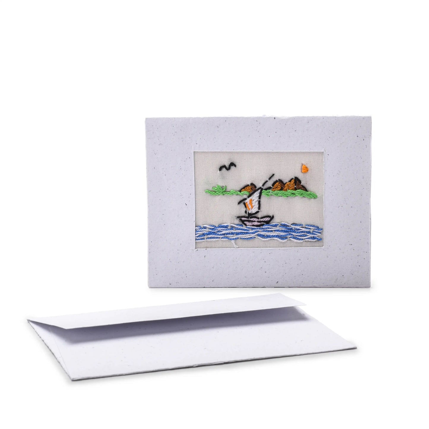 Recycled Paper Embroidered Card