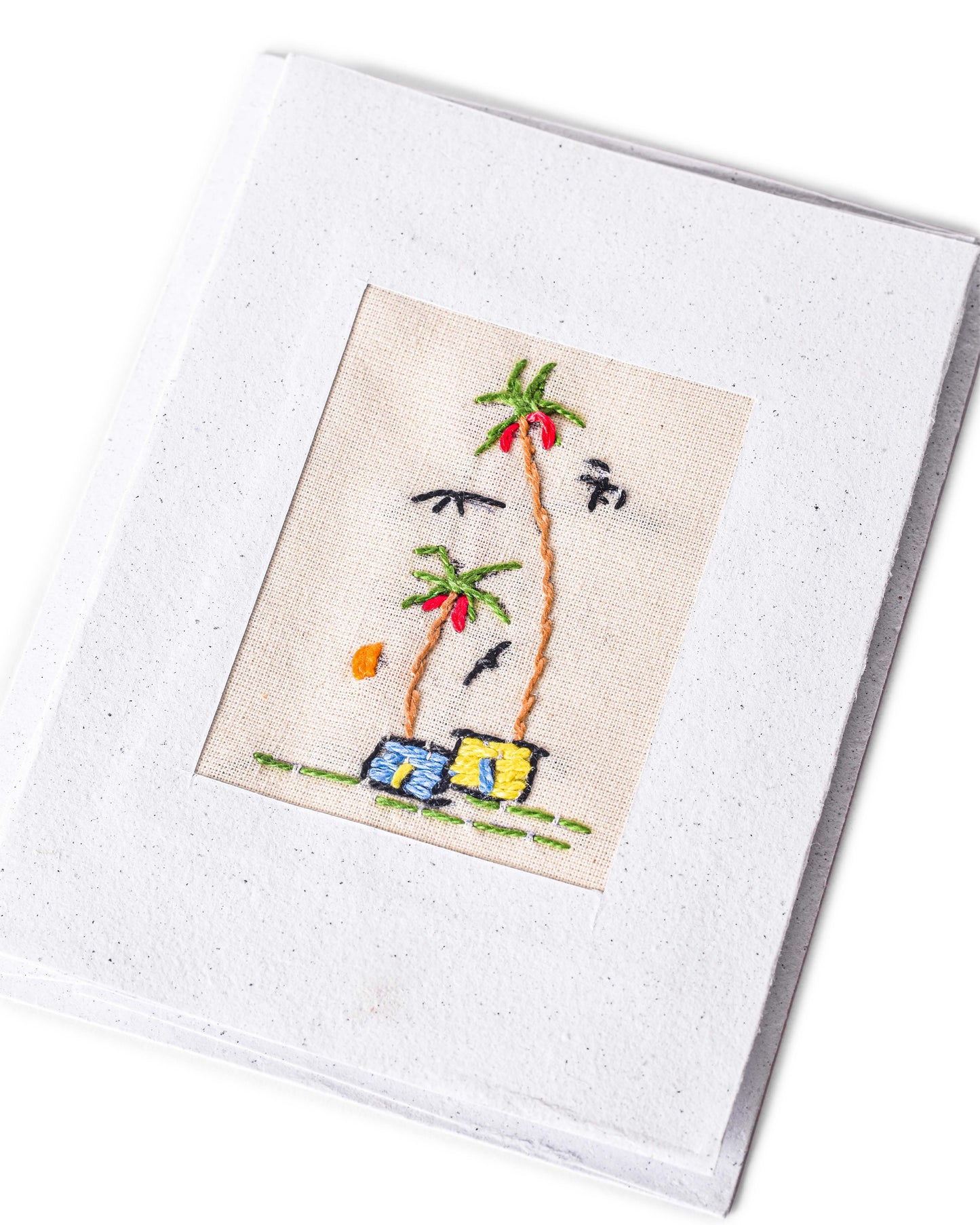 Embroidered Palm Tree Card