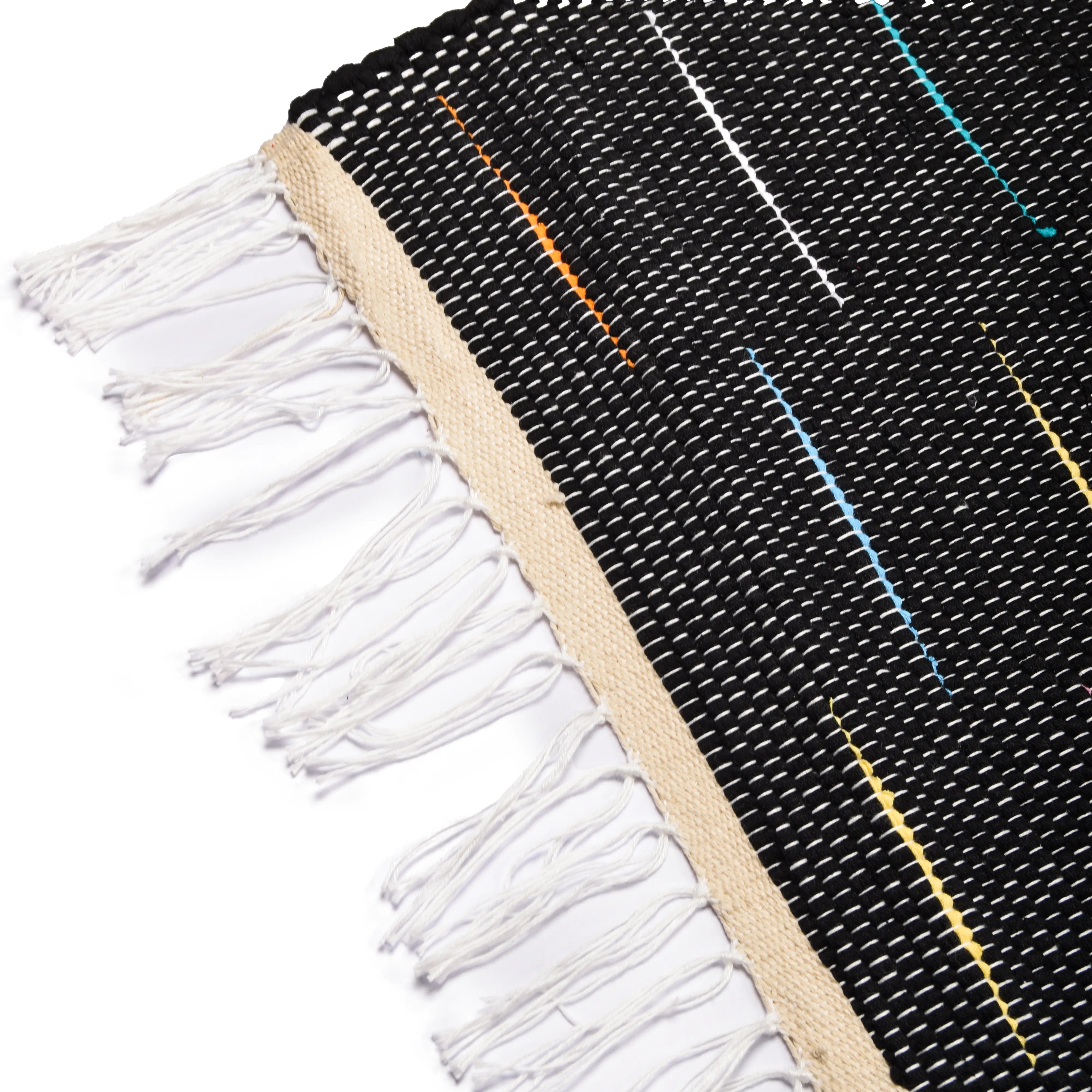 Upcycled Cotton Rug Black woven  with multicolor 