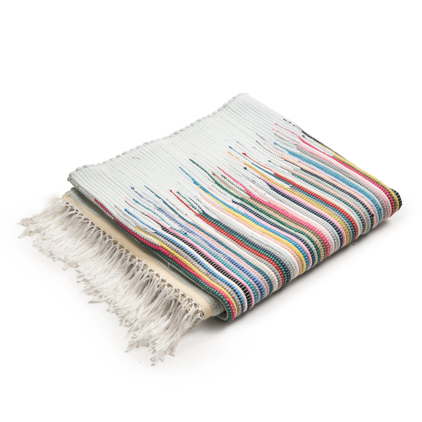 Upcycled Cotton Rug woven  with multicolor 