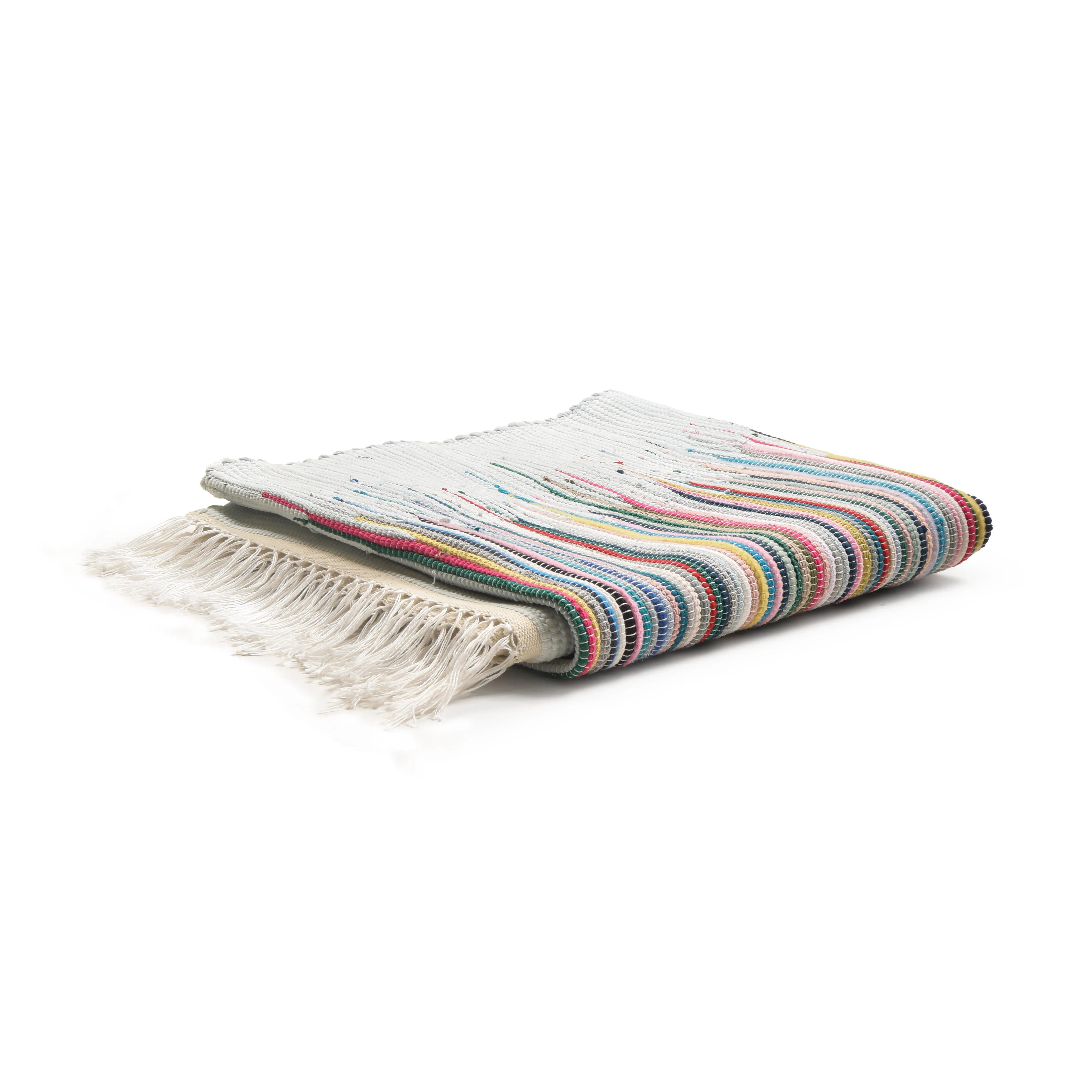 Upcycled Cotton Rug  woven  with multicolor 