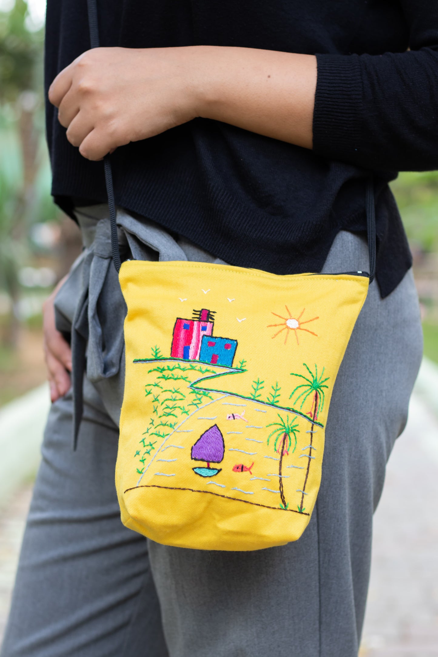 Rural Embroidered Cross Bag