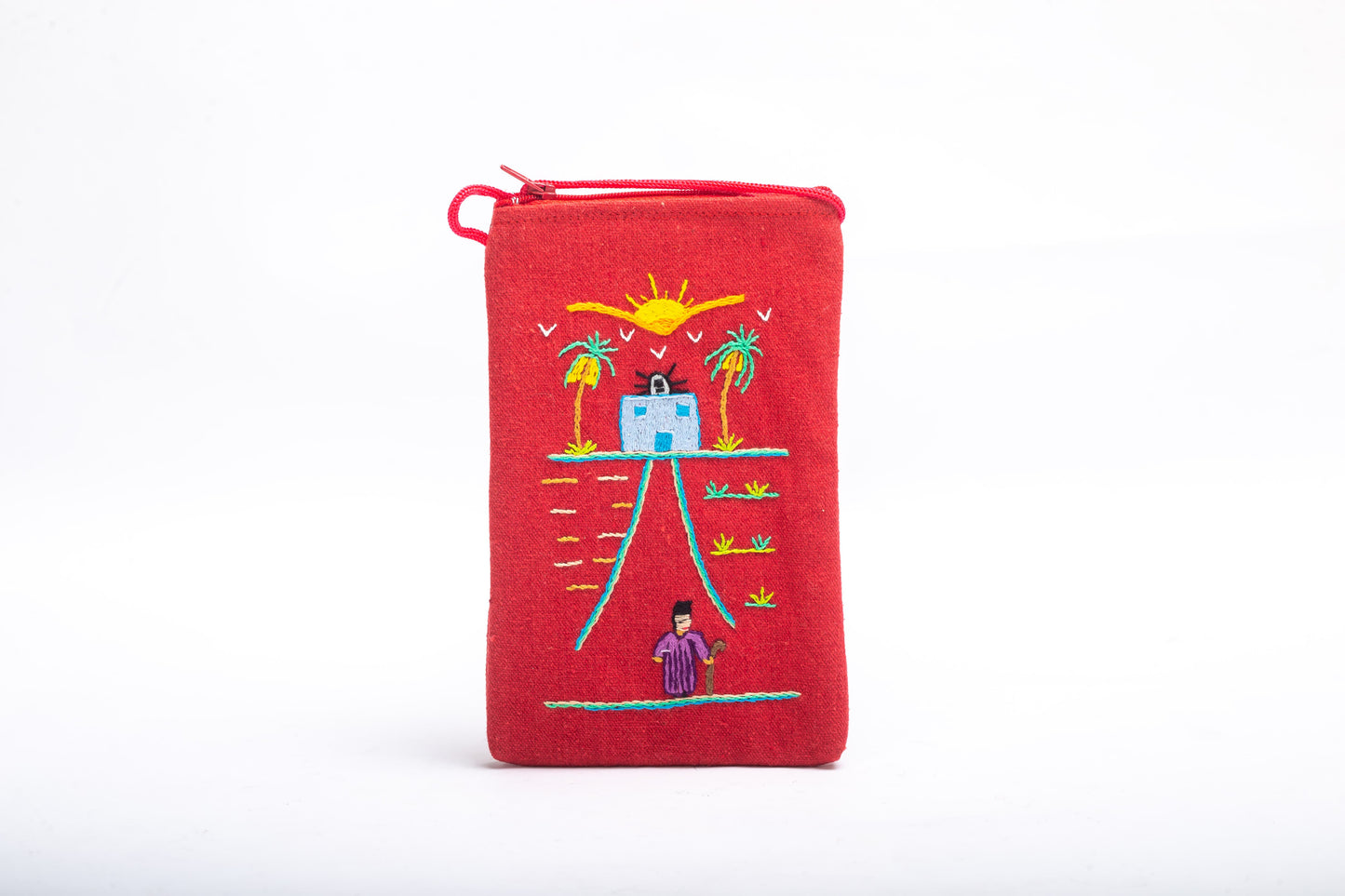 Rural Embroidered Mobile Bag