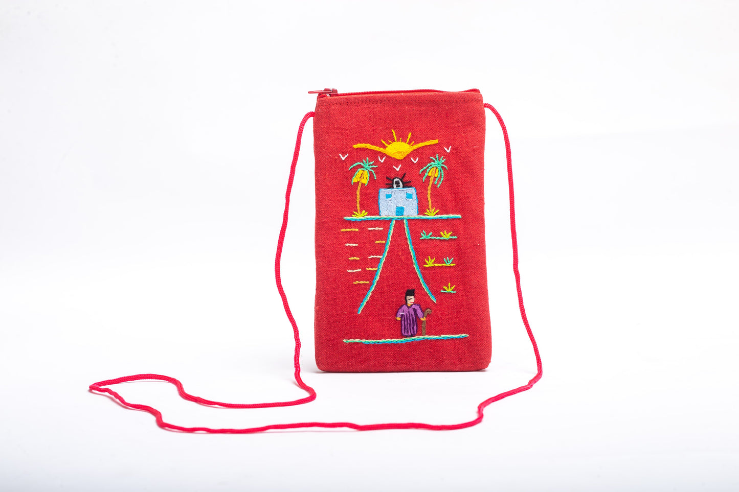 Rural Embroidered Mobile Bag