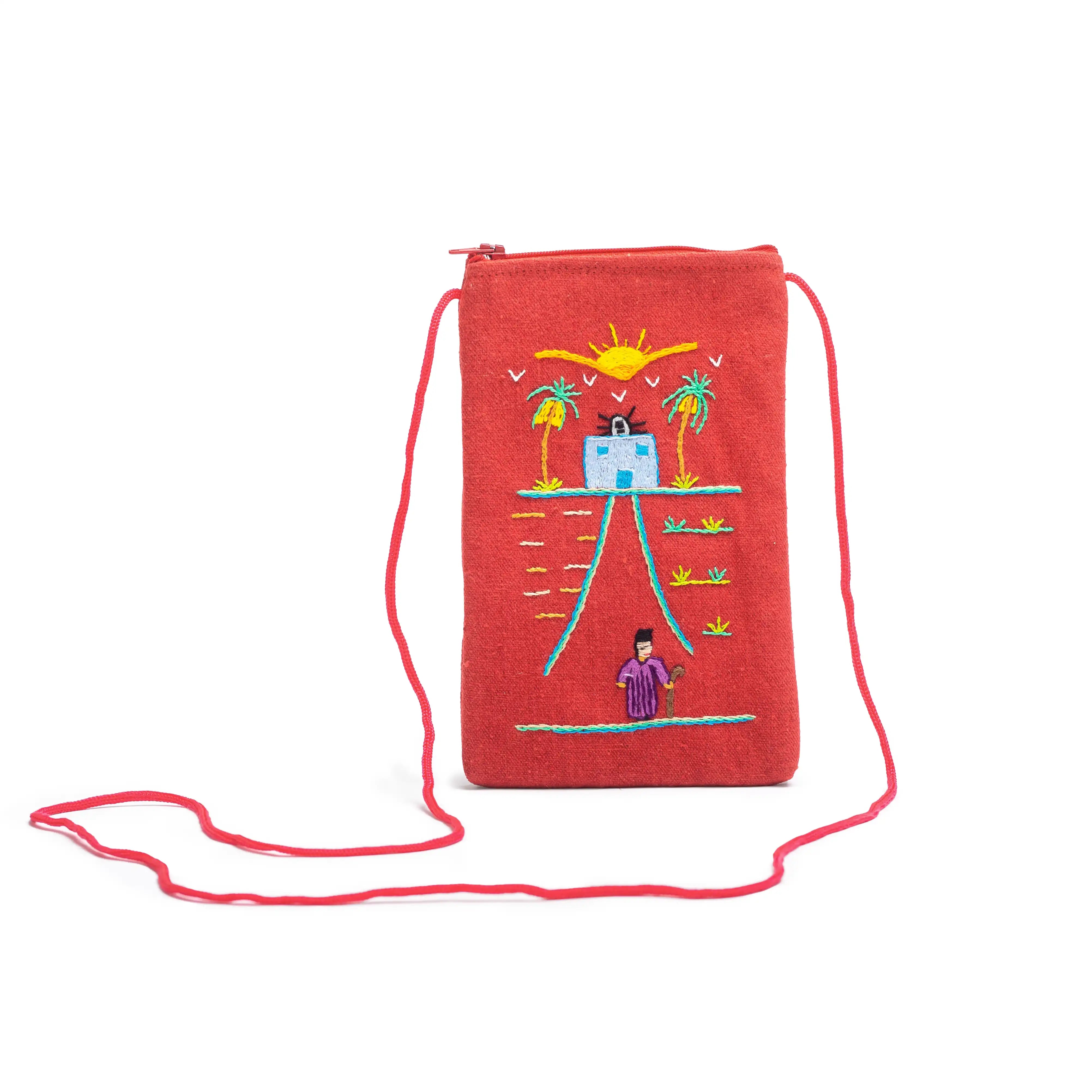 Rural Embroidered Mobile Bag