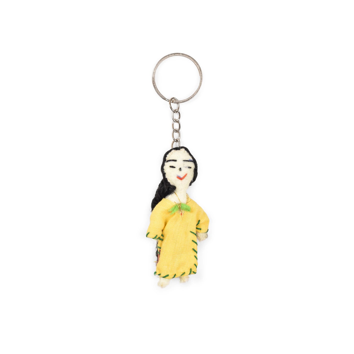 Doll Keychain with a figurine of a woman in a yellow dress 