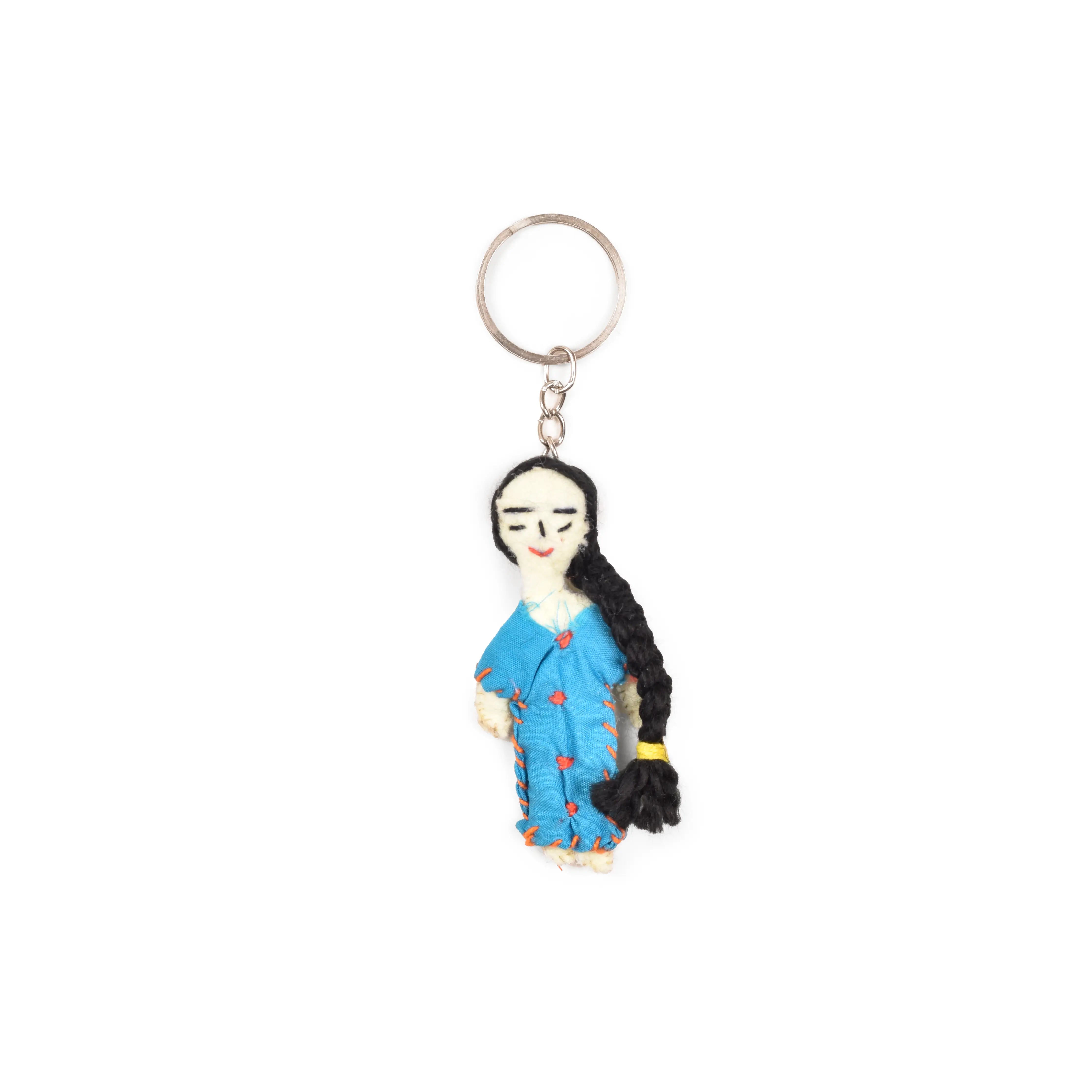 Doll Keychain with a figurine of a woman in a dress 