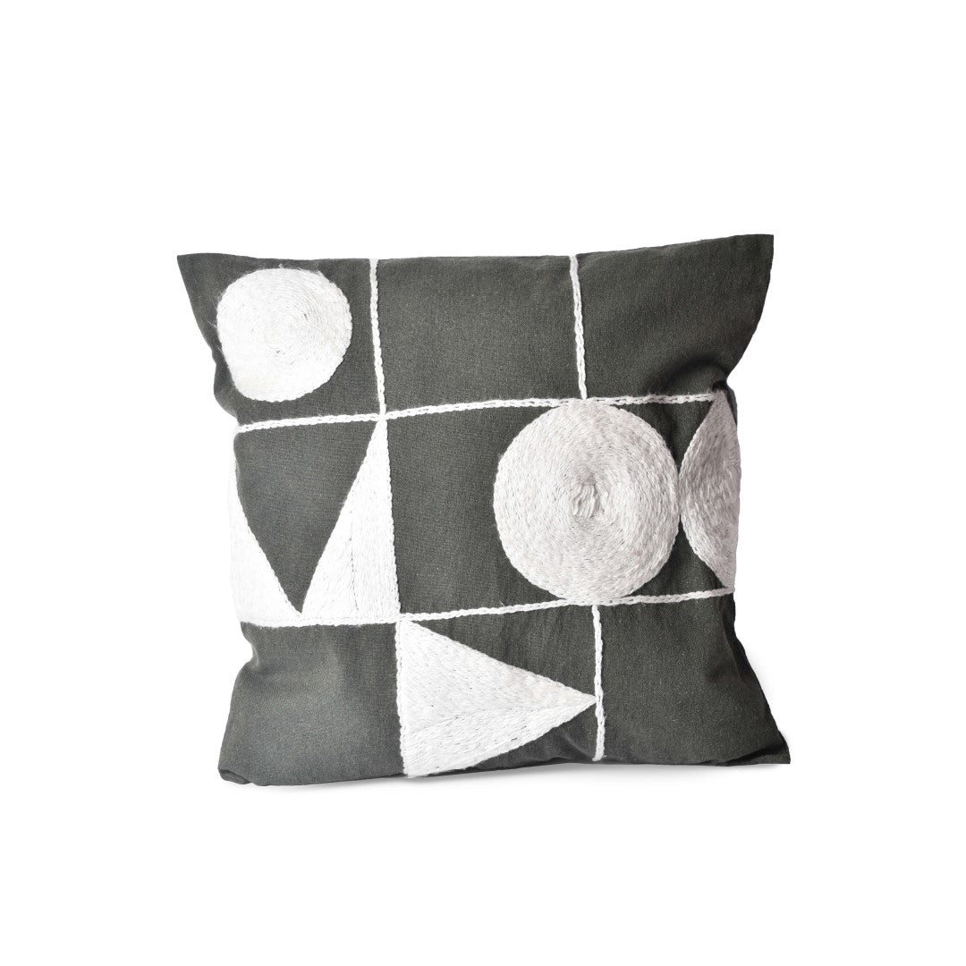 Blocks Embroidered Cushion Cover