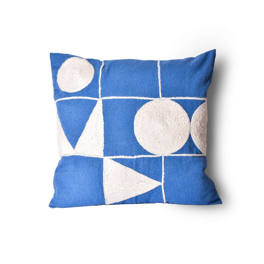 Blocks Embroidered Cushion Cover