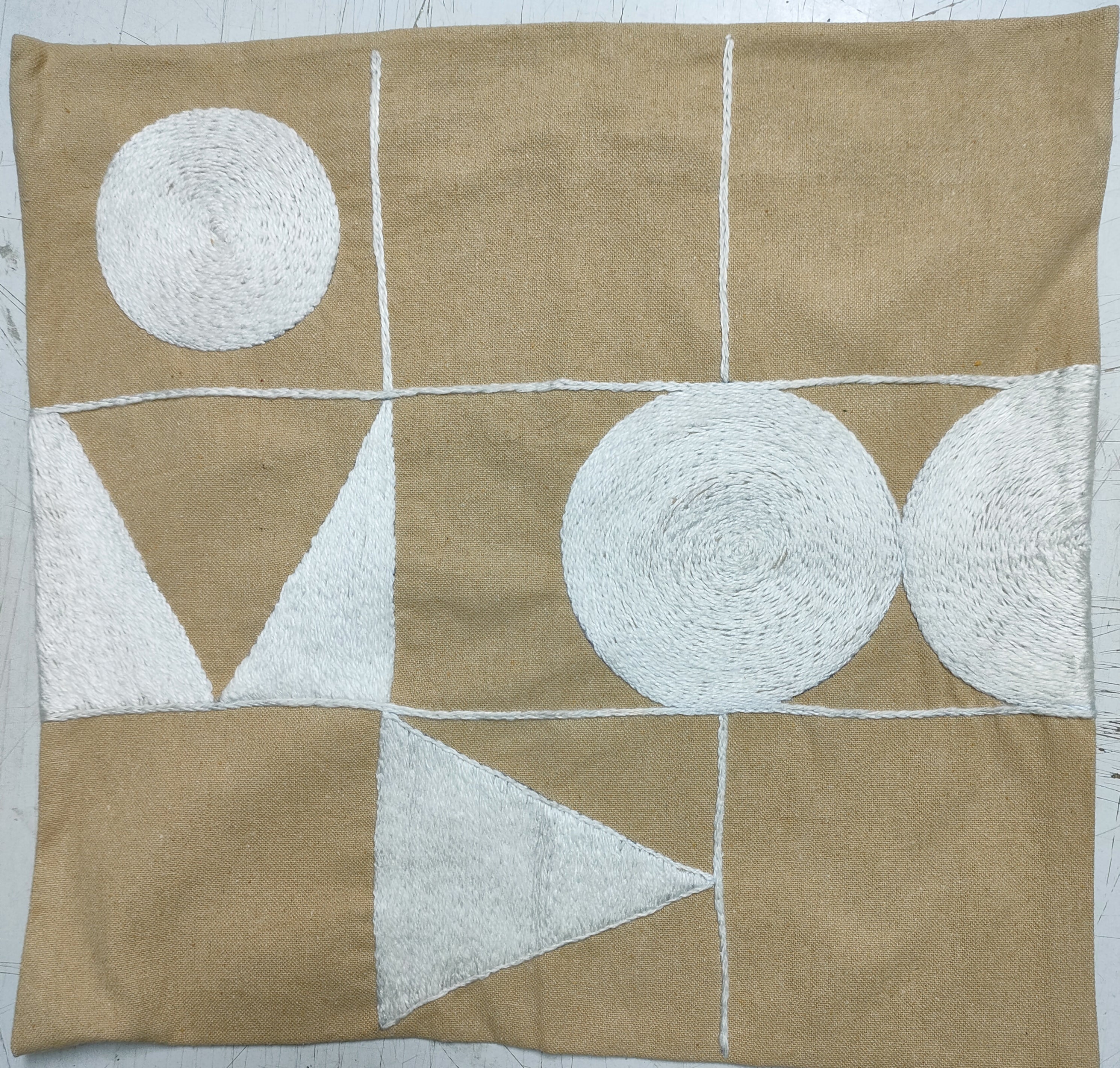 Blocks Embroidered Cushion Cover