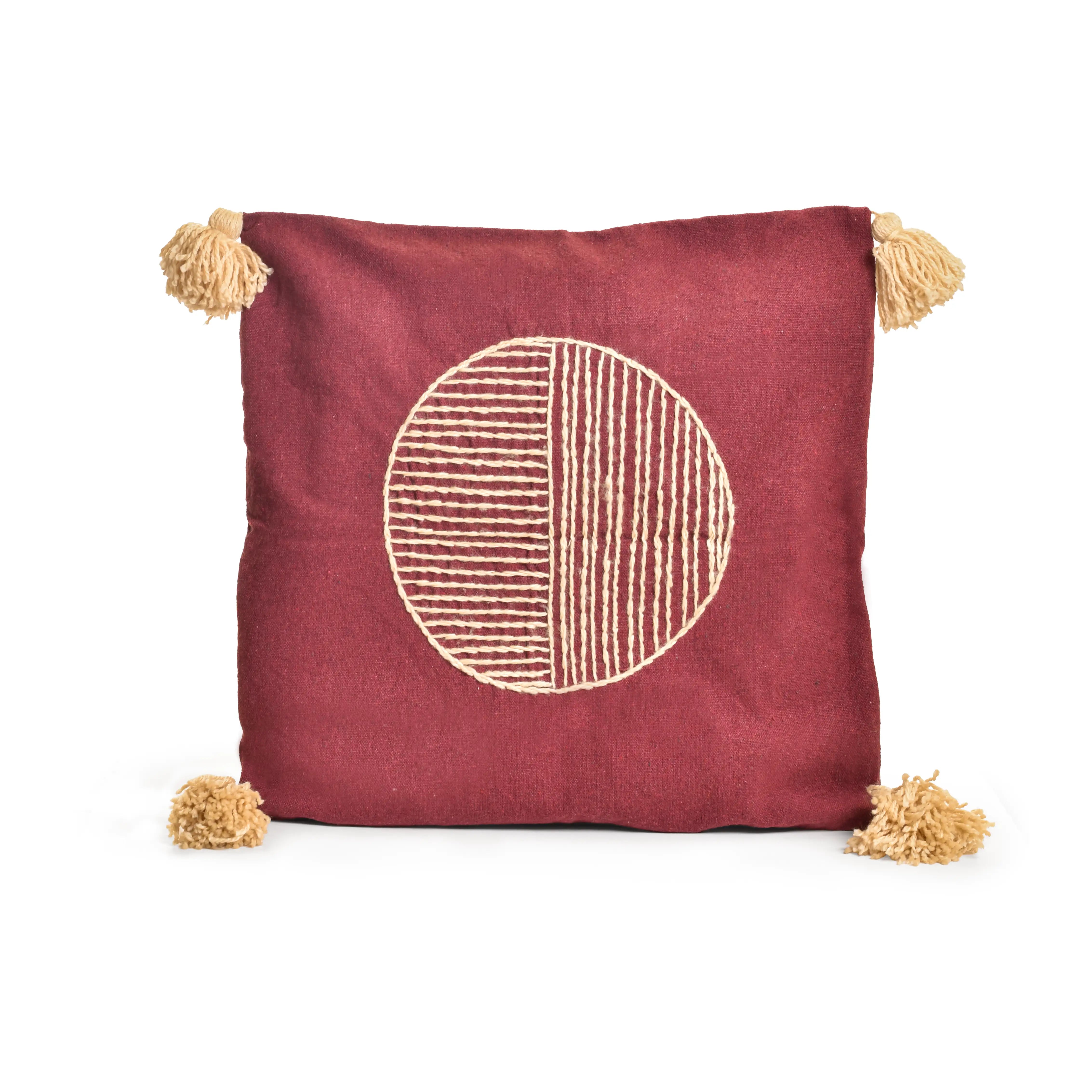 Circle Embroidered Cushion Cover