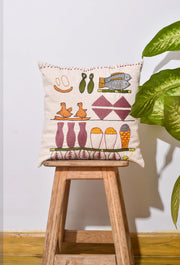 Food Staples Embroidered Cushion