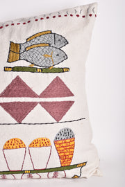 Food Staples Hand Embroidered Cushion Cover