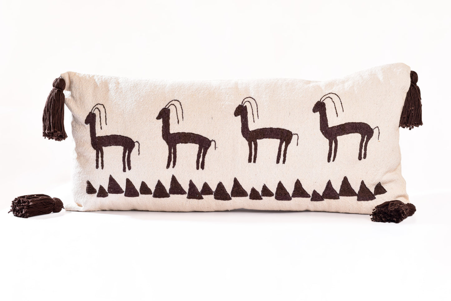 Hand Embroidered Gazelle Lumbar Cushion