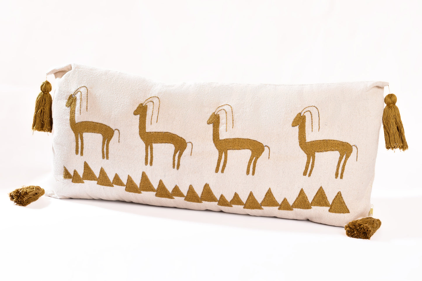 Hand Embroidered Gazelle Lumbar Cushion