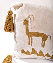 Hand Embroidered Gazelle Lumbar Cushion