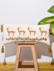 Hand Embroidered Gazelle Lumbar Cushion