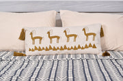 Hand Embroidered Gazelle Lumbar Cushion